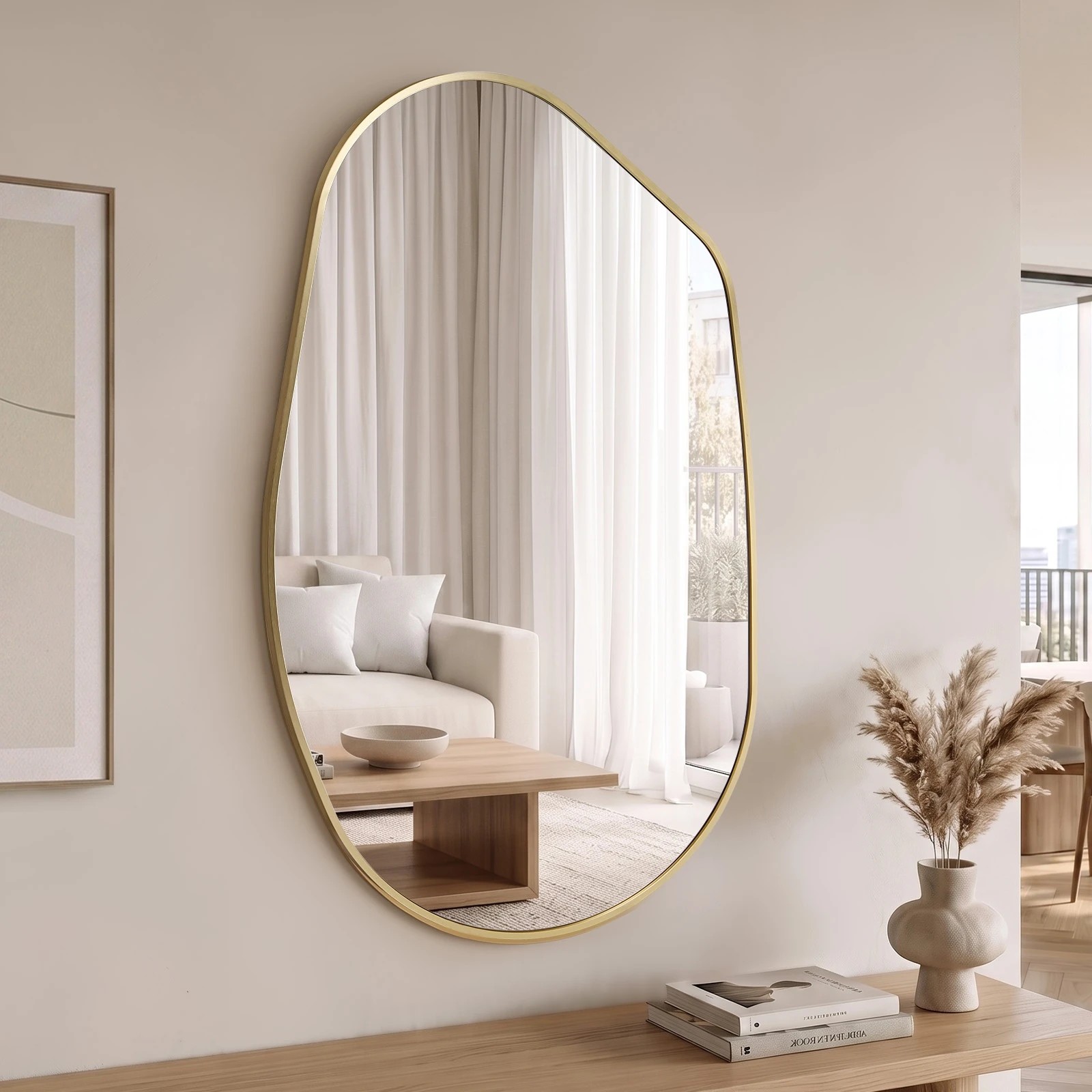 3 Oikiture Irregular Wall Mirror Hanging - Gold, 3 of 9