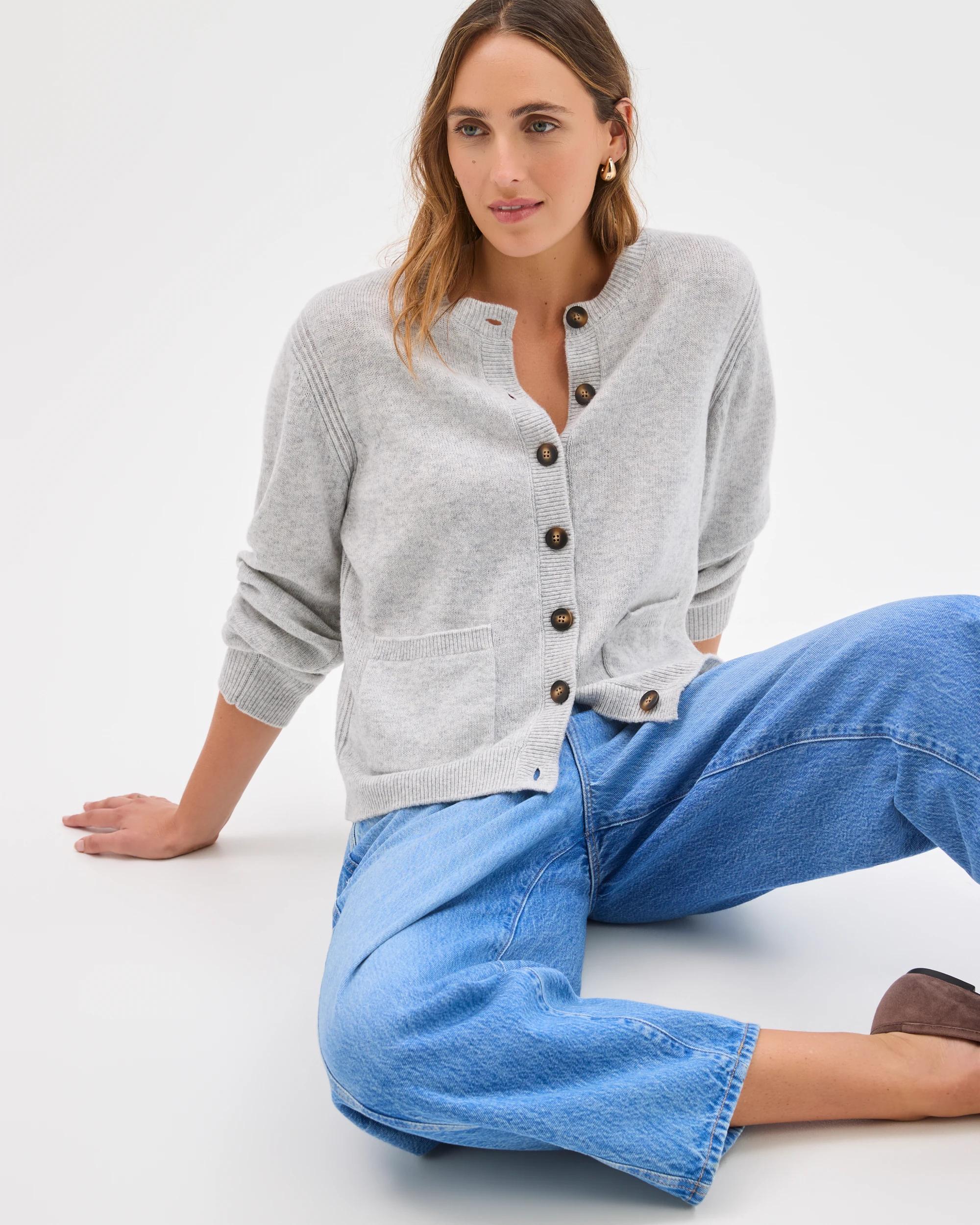1 Target Woman Australian Lambswool Cardigan LIGHT GREY MARLE, 1 of 8