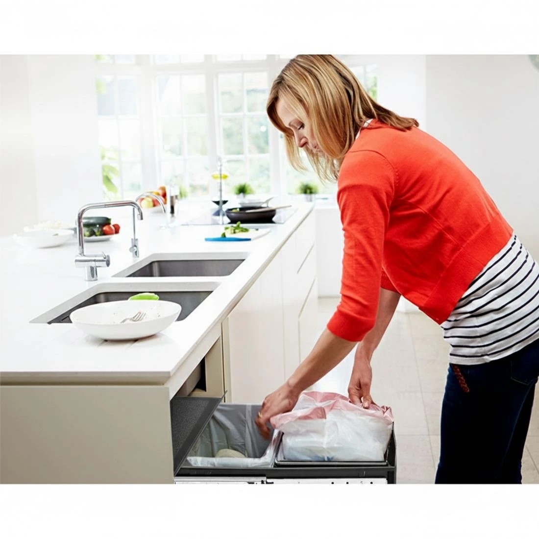 5 Cefito Pull Out Bin Kitchen Double Basket 2X15L - Black, 5 of 5