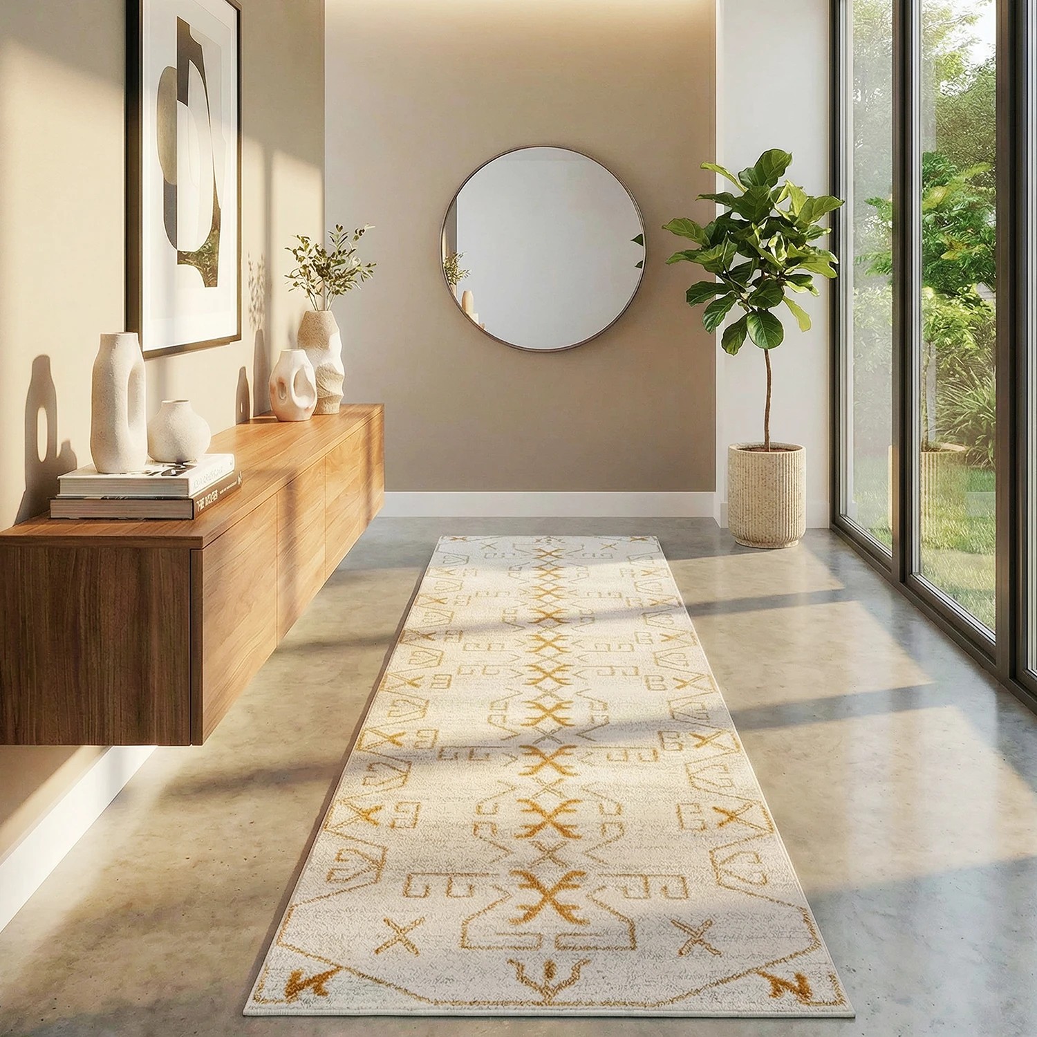 1 Common Ground Rugs Elysium Cala 300x80cm - Medium Runner Power Loomed Pet Friendly Rug - Natural, 1 of 4
