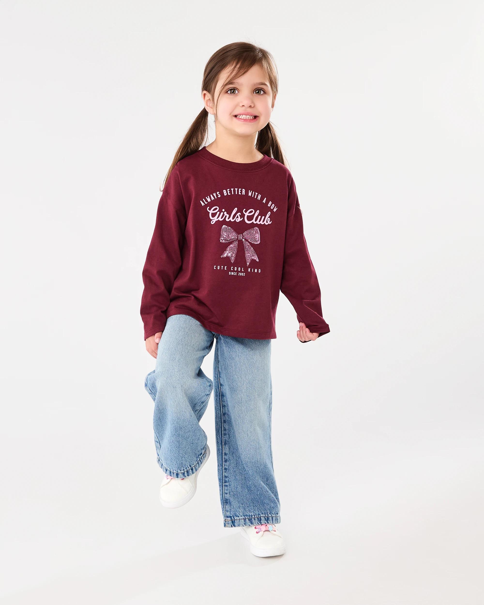 6 Long Sleeve Oversized T-shirt Maron Bow, 6 of 7