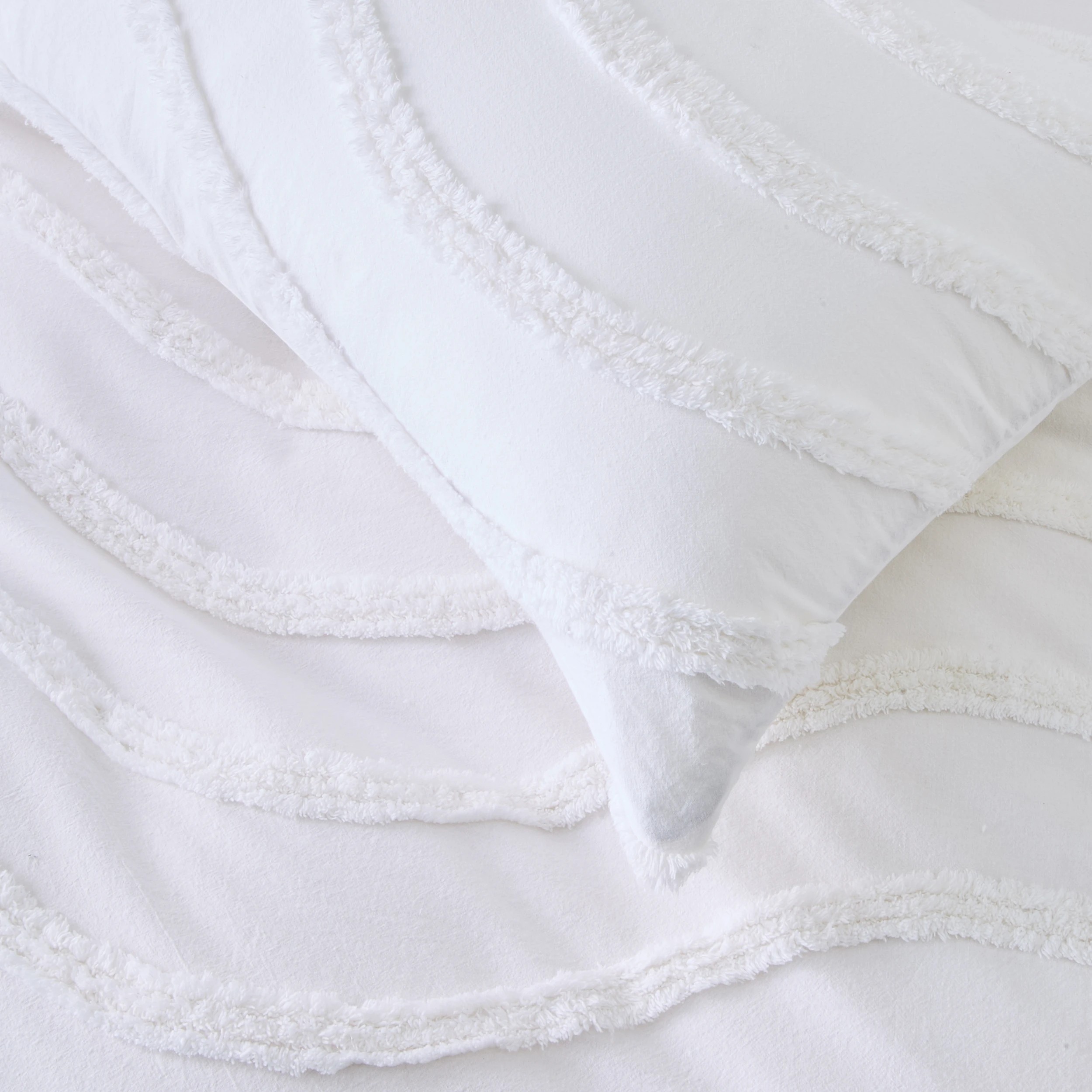 3 Amira Cotton Quilt Cover Set - Super King Bed, White, 3 of 6