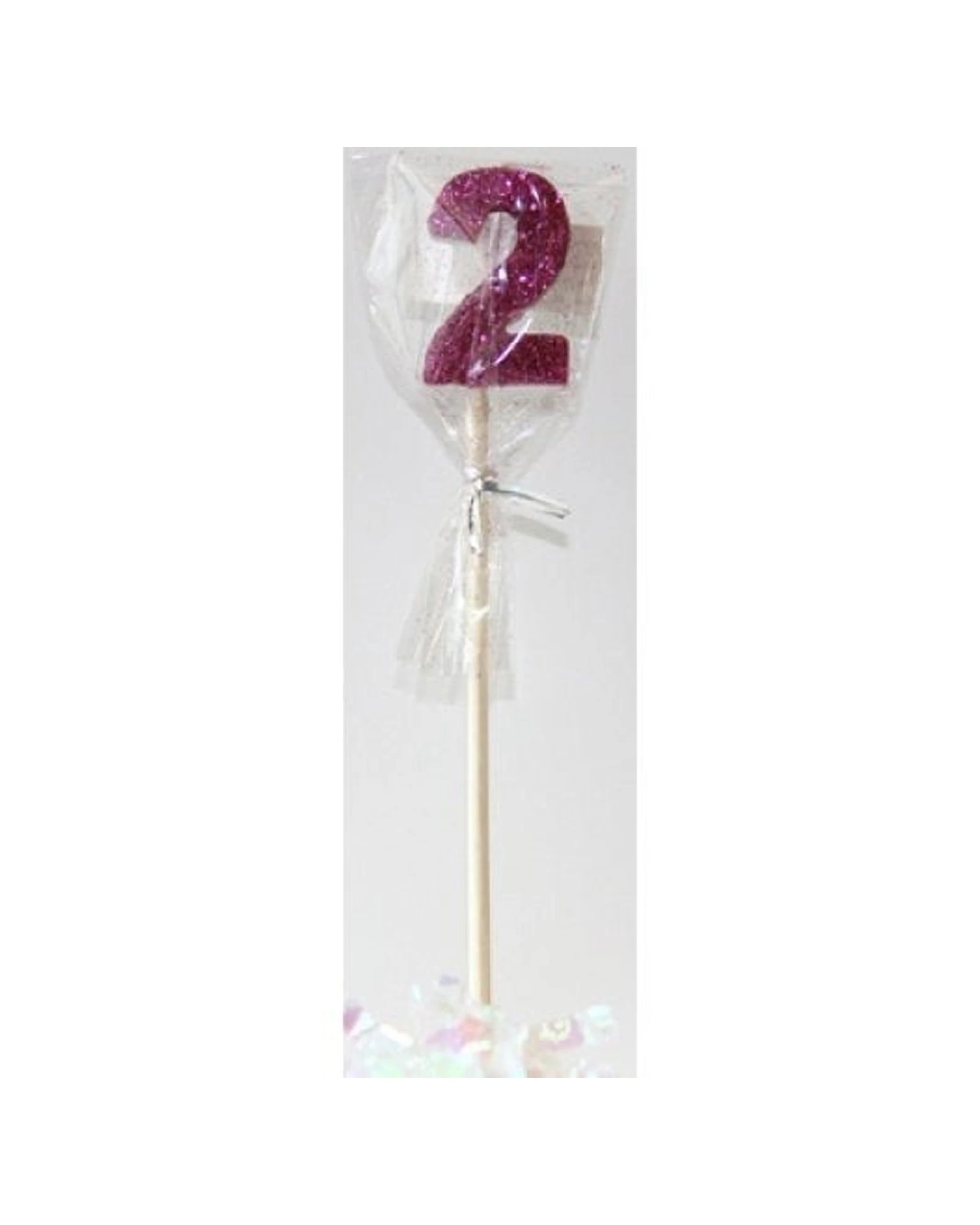 2 Alpen Candle Glitter Long Stick Number 2 Party Decoration - Pink, 2 of 2