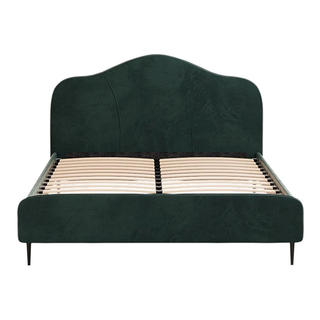 4 Artiss Bed Frame Queen Size Velvet Dark Green OLAN - Green, 4 of 6