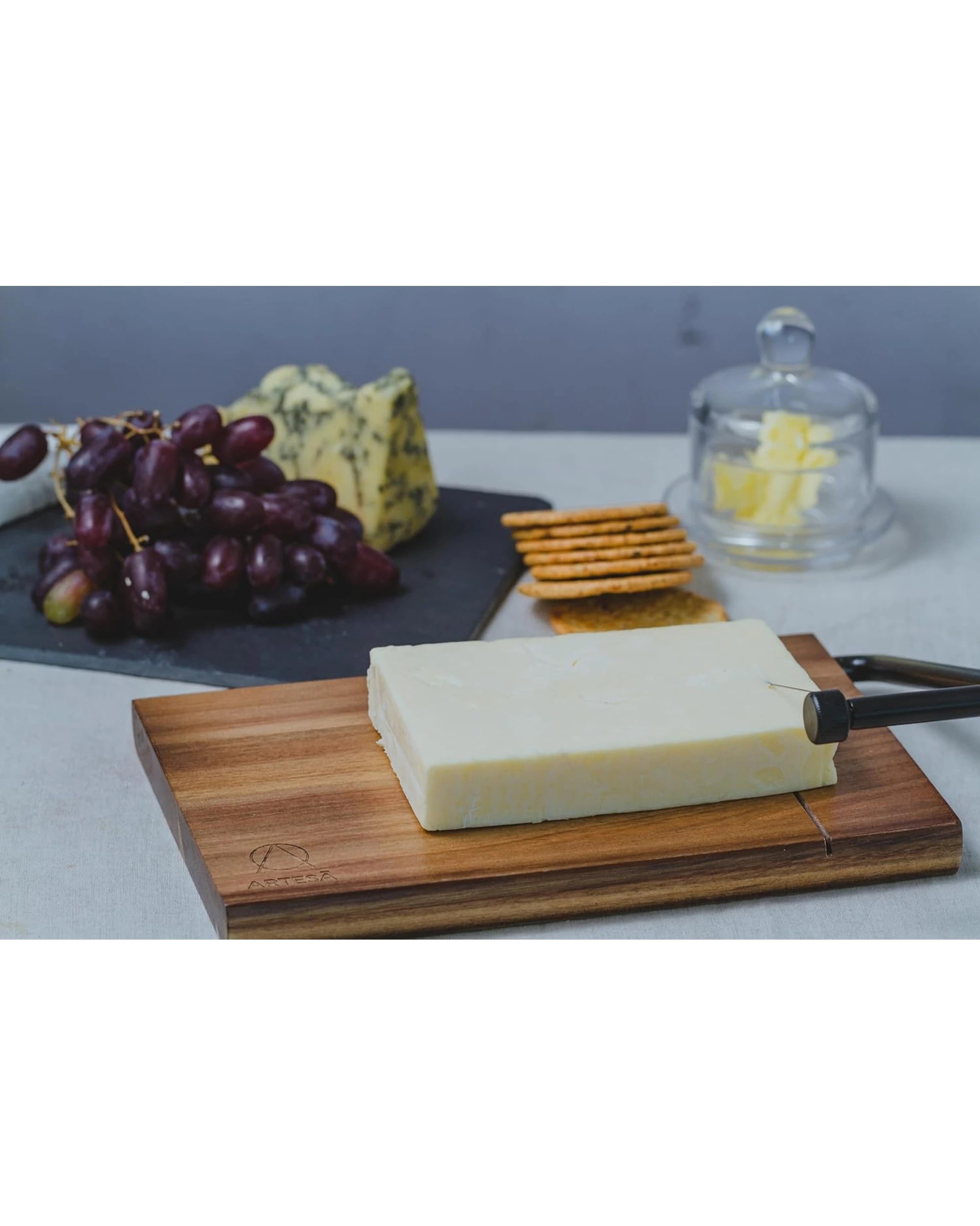 2 Artesa Cheese Slicer On Wooden Board Acacia Wood Stainless Steel 26x18cm - Natural, 2 of 5