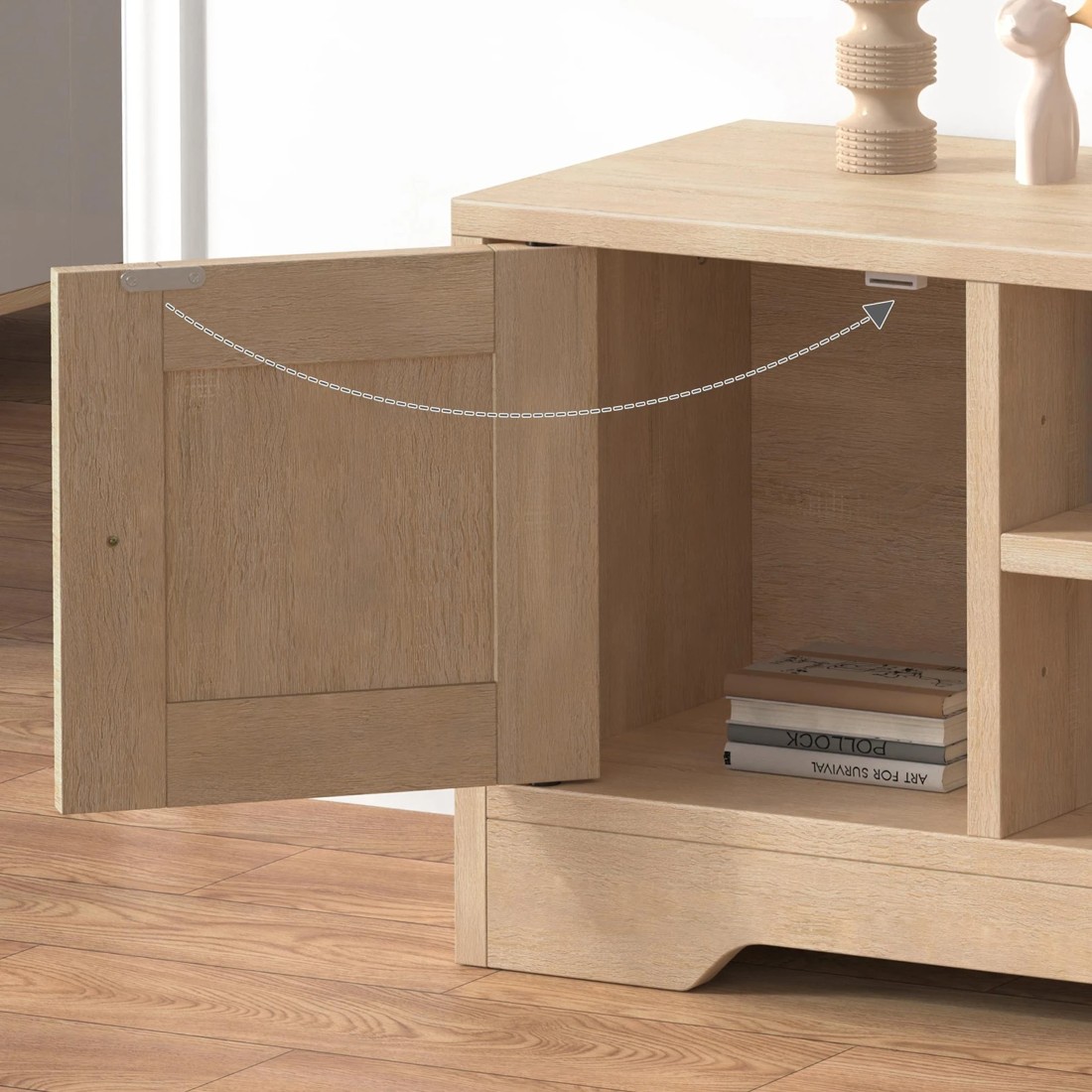 8 Alfordson TV Cabinet Entertainment Unit Stand 120cm Hamptons Storage - Wood, 8 of 10