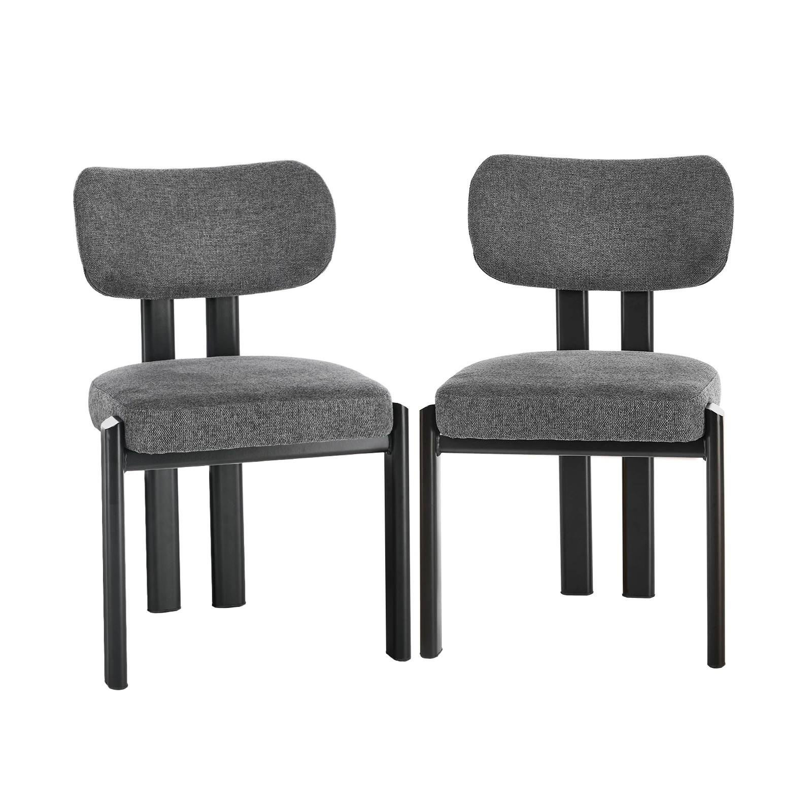 1 Oikiture Set of 2 Dining Chairs Linen Fabric Kitchen Chair Padded Seat - Multi - Multi, 1 of 9