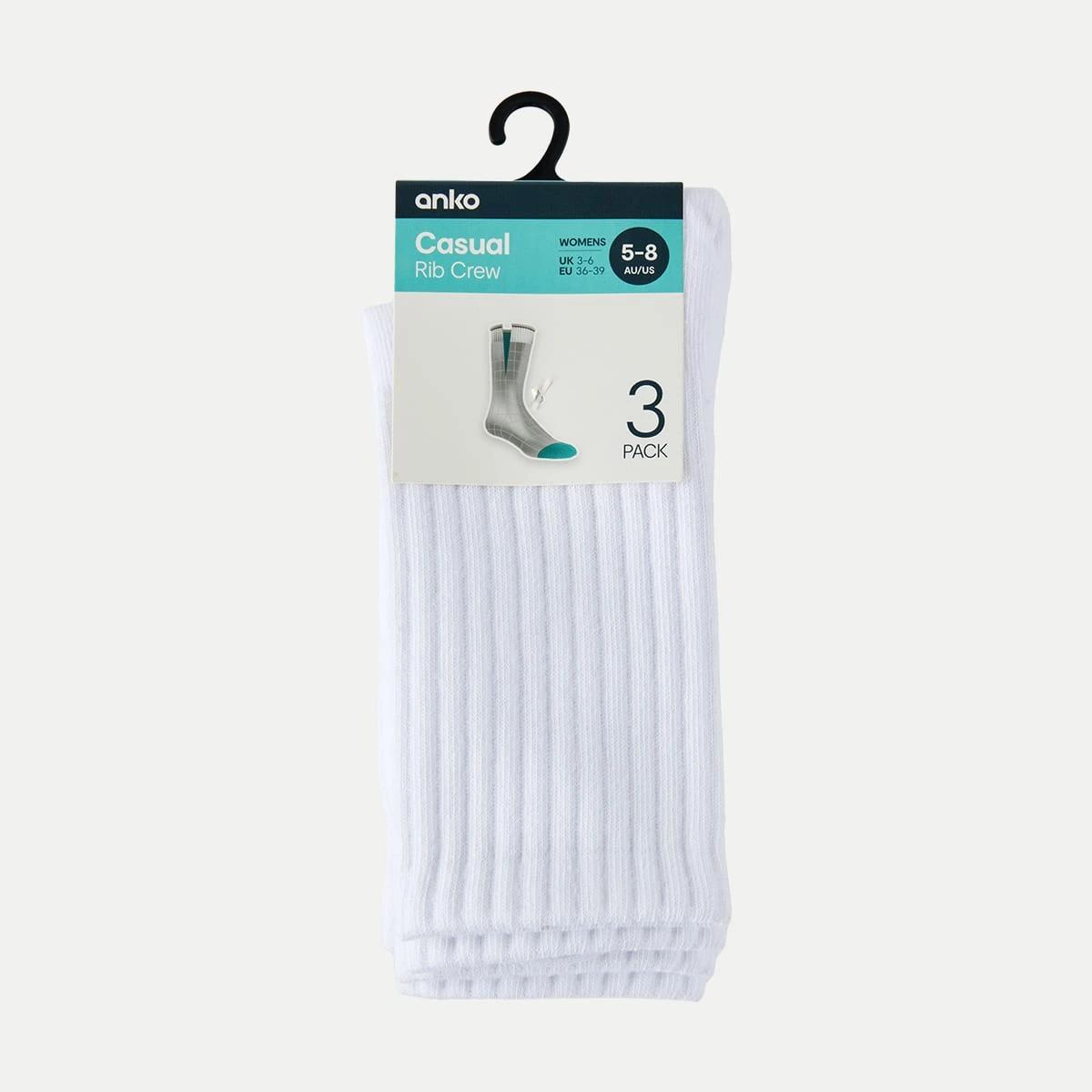 3 3 Pack Chunky Ribbed Full Crew Socks WHITE, 3 of 3