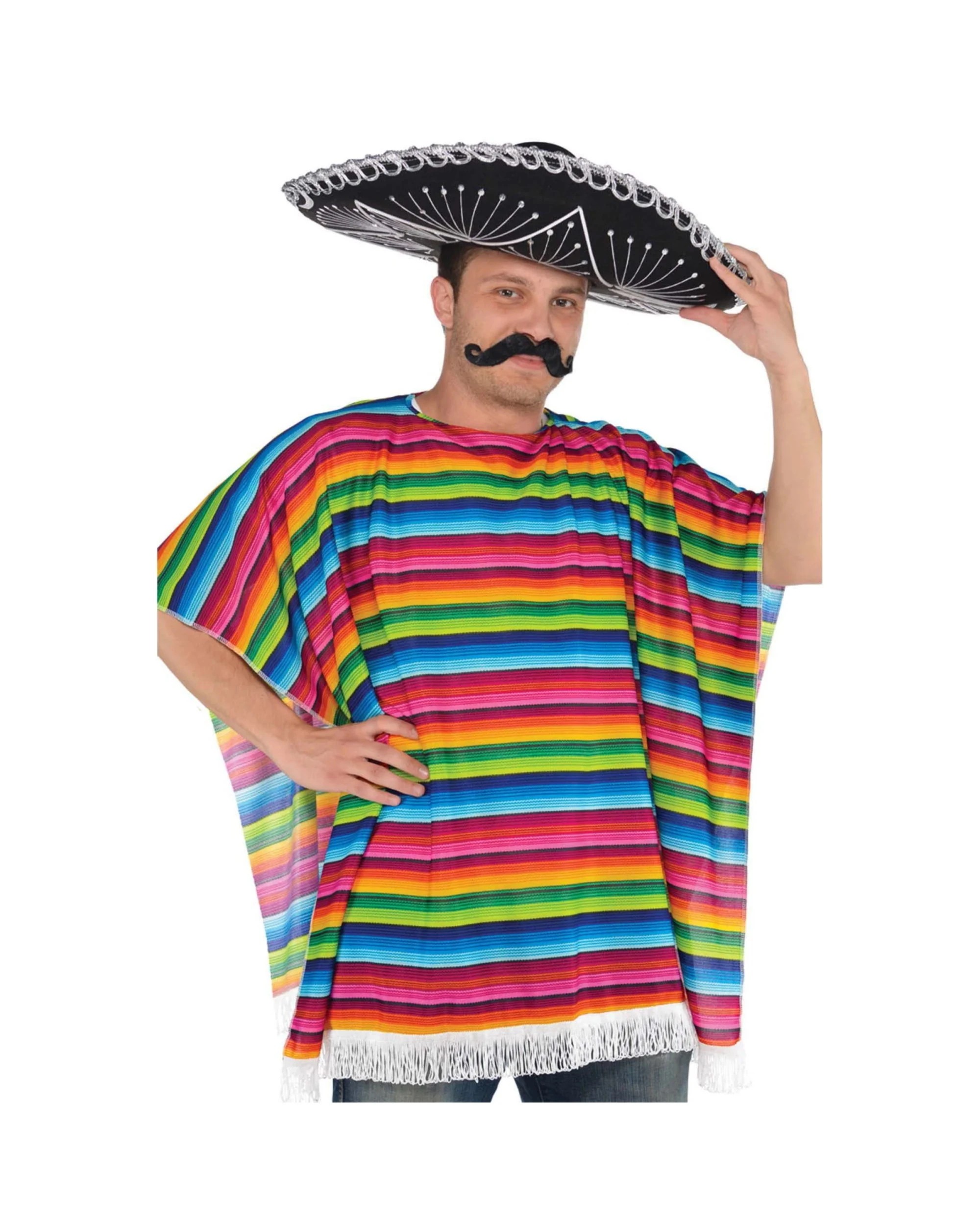 1 Anagram Mexican Fiesta Multi Coloured Poncho - One size fits all, 1 of 1
