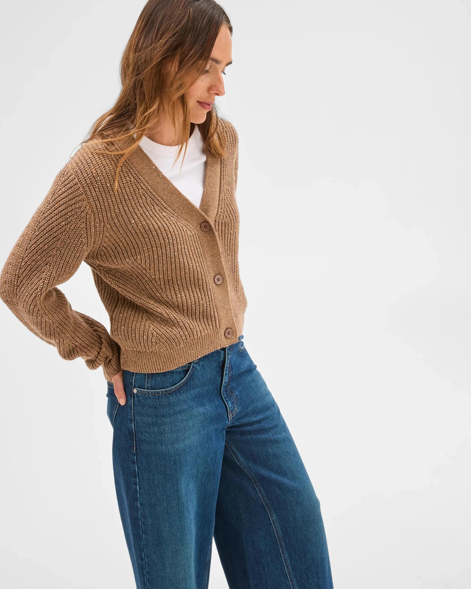 6 Target Woman Australian Cotton Blend V-Neck Knit Cardigan PARTRIDGE, 6 of 8