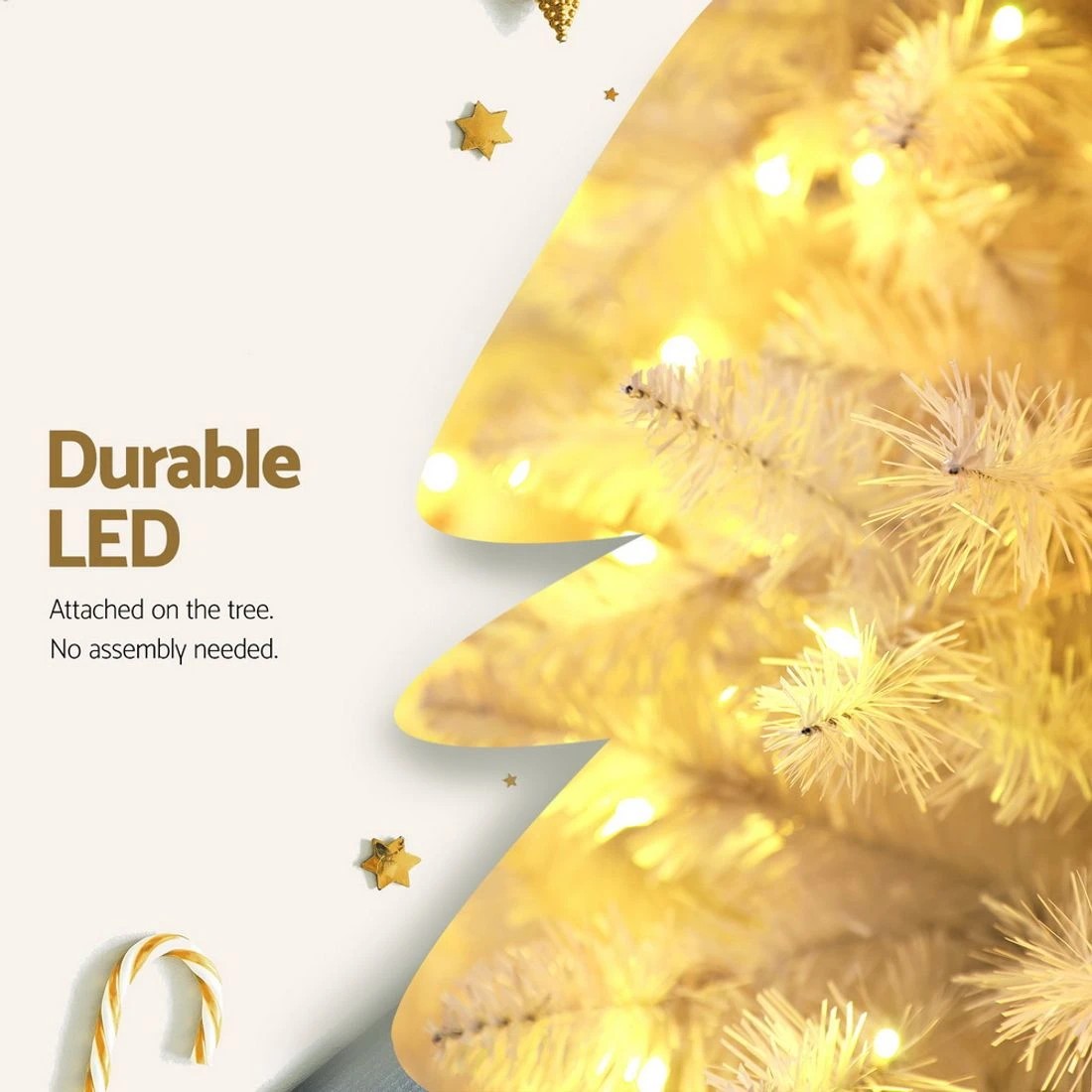 6 Jingle Jollys Christmas Tree 2.1m 500 Led Xmas Tree Decorations 1260 Tips Lush Foliage Sturdy Stand - White, 6 of 7