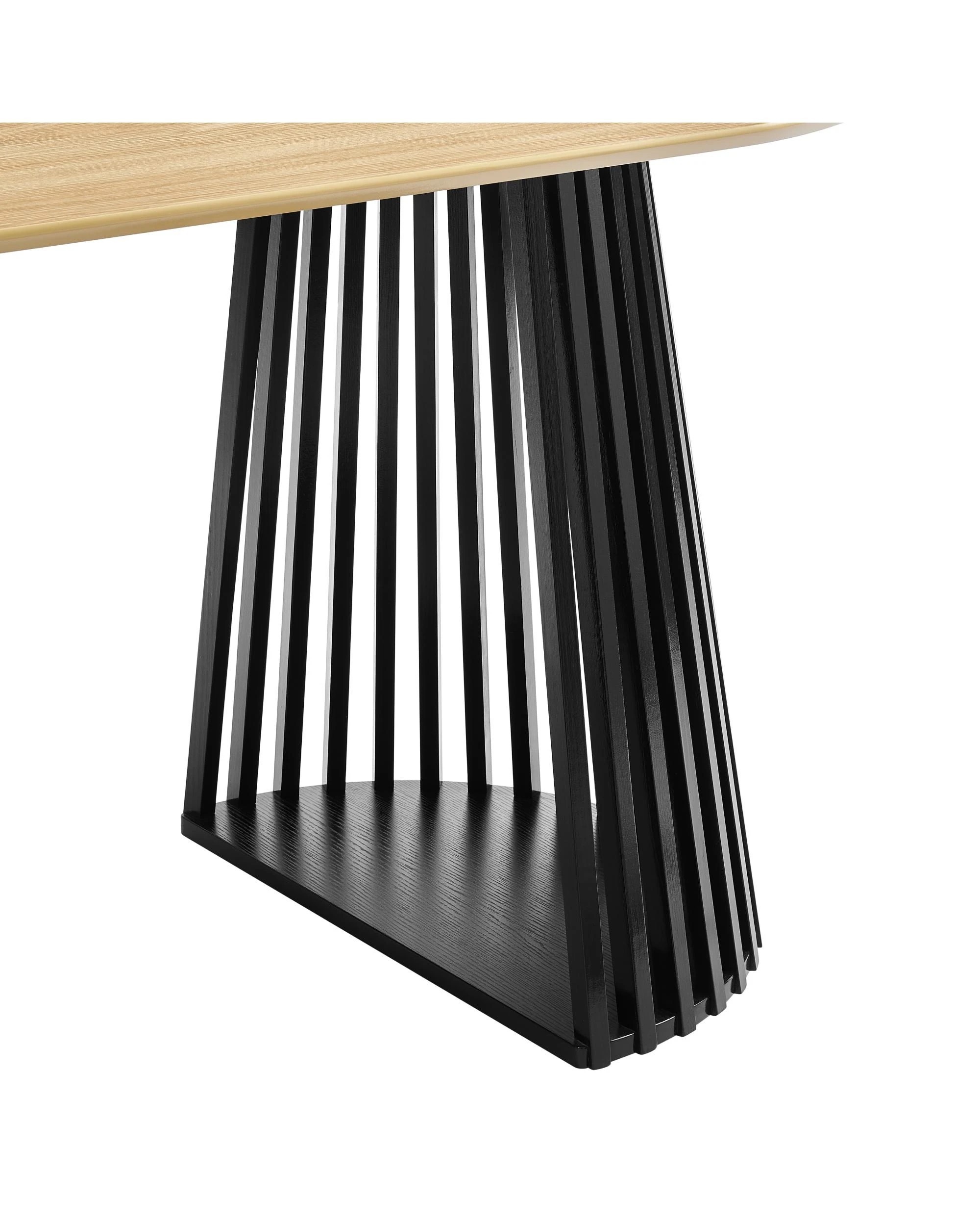 4 Kodu Oval Rounded Dining Table 160cm Black and Oak, 4 of 5
