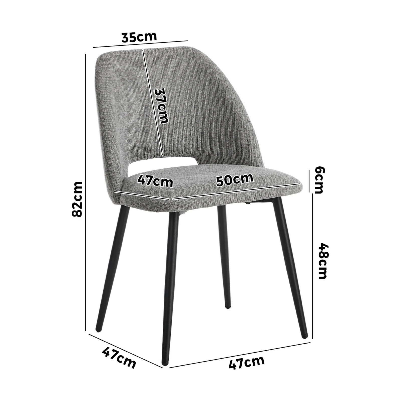2 Oikiture 2x Dining Chair Accent Chairs Linen Fabric - Grey, 2 of 9