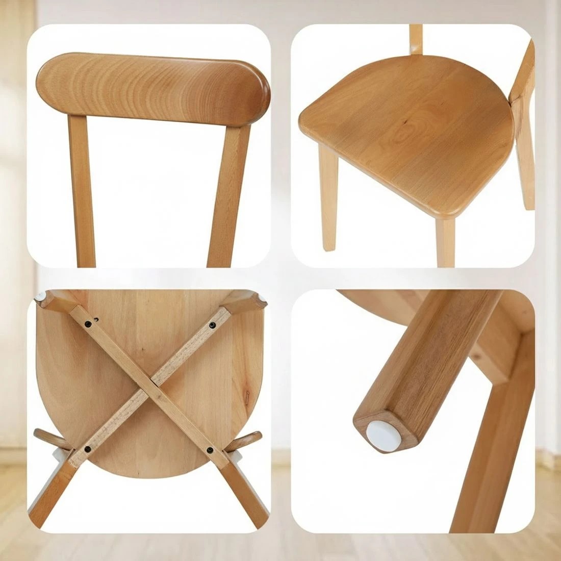 6 Artiss 2x Dining Chairs en Kitchen Accent Chair Cafe Lounge Rubber - Natural, 6 of 6