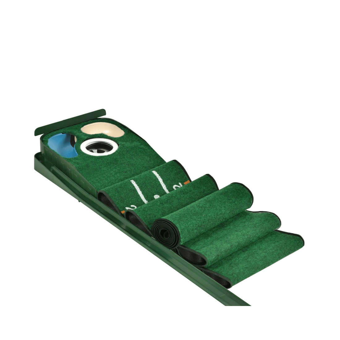 3 Advwin Foldable Golf Putting Mat with Auto Ball Return, 3 Holes - Green, 3 of 6