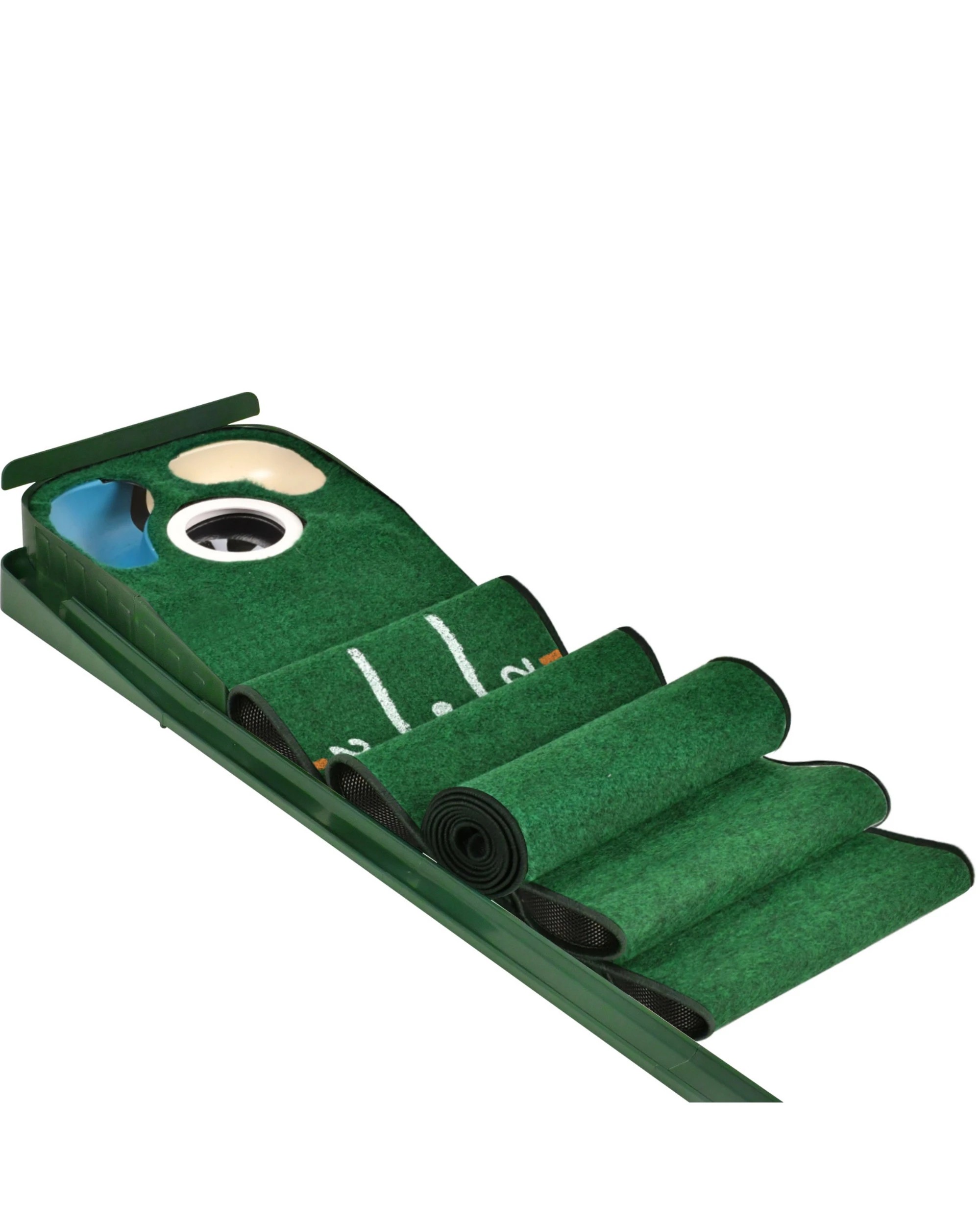 3 Advwin Foldable Golf Putting Mat with Auto Ball Return, 3 Holes - Green, 3 of 6
