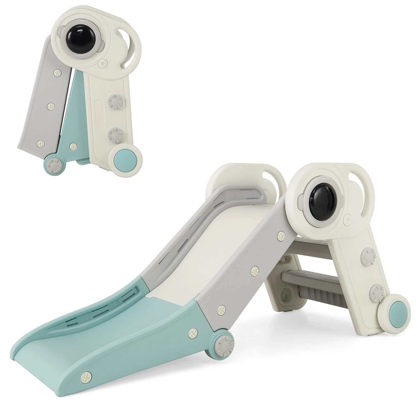 1 Costway 2-in-1 Foldable Slide w/Climber Indoor Playground Climb Playset - Blue, 1 of 1