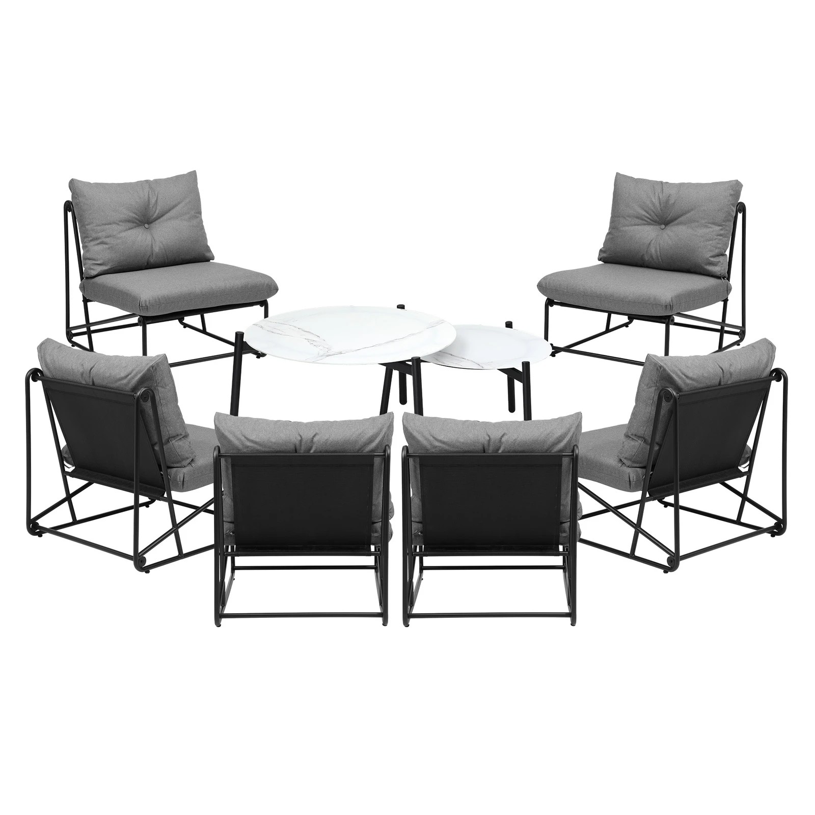 8 Livsip Outdoor Furniture Sofa Set 8-Piece Lounge Setting Table Chairs - Grey, 8 of 9