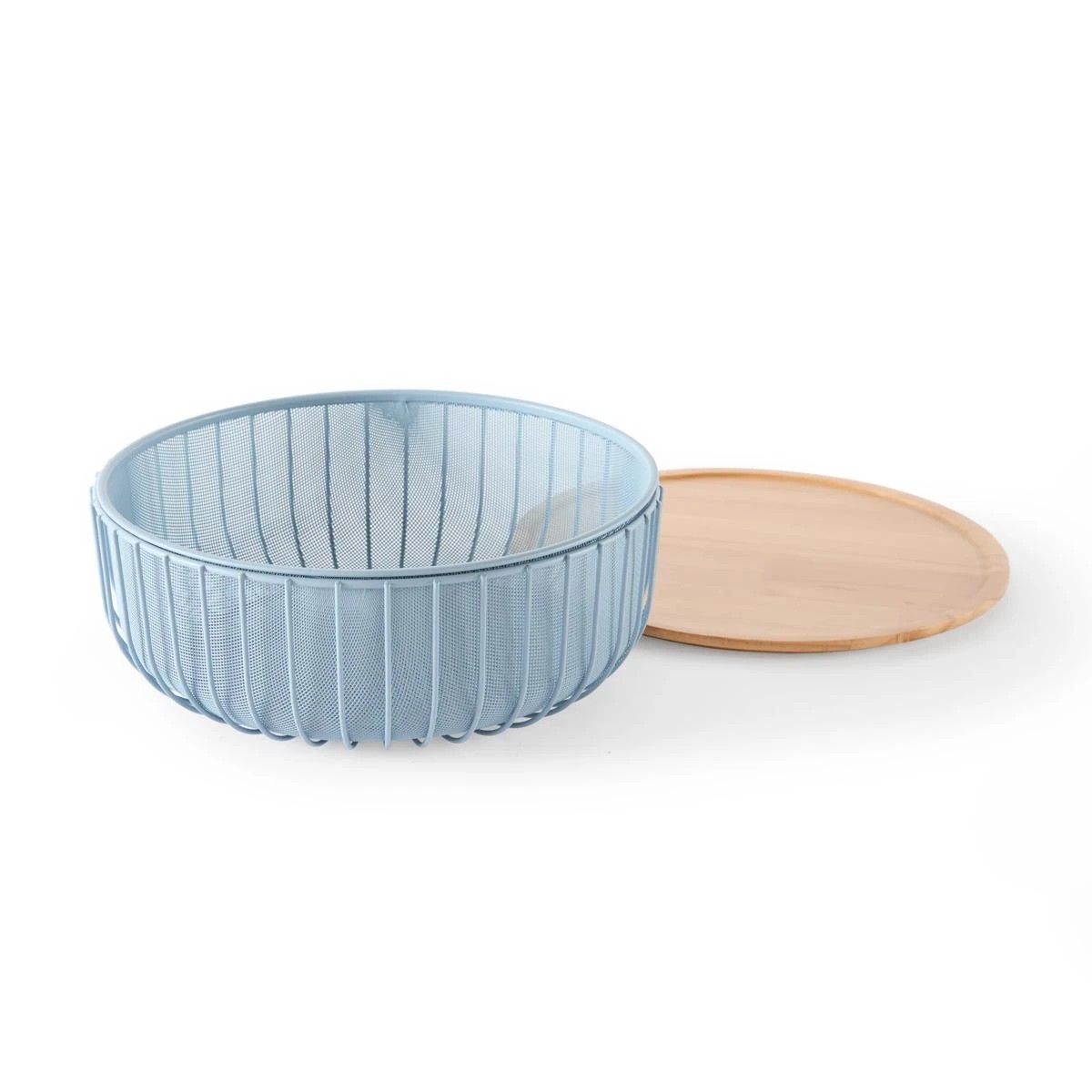 2 3 Piece Metal and Wood Fruit Bowl Set, 2 of 9