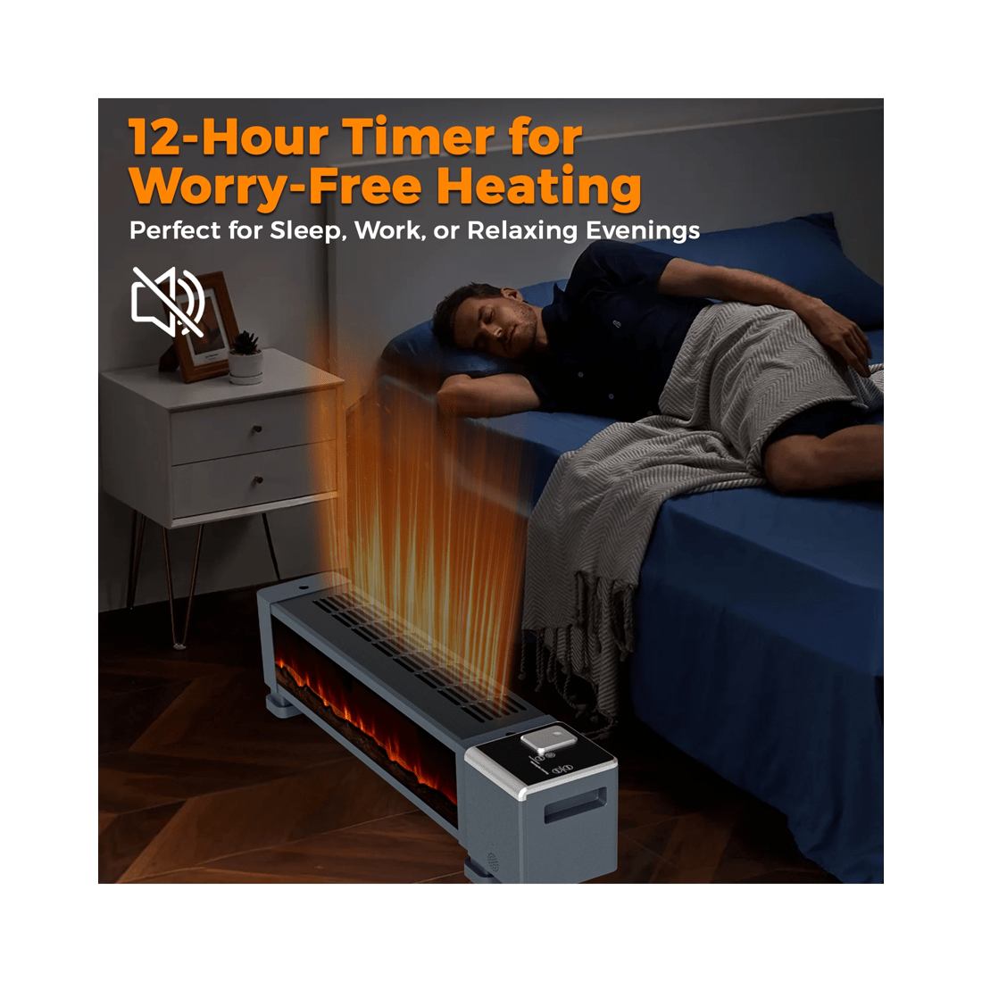 6 Advwin Baseboard Heater With 3d Flame 2200w Black
 - Black, 6 of 8