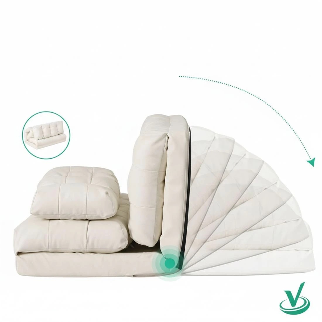 5 Artiss Floor Lounge Sofa Bed 2 Seater Pillow Leather - White, 5 of 5