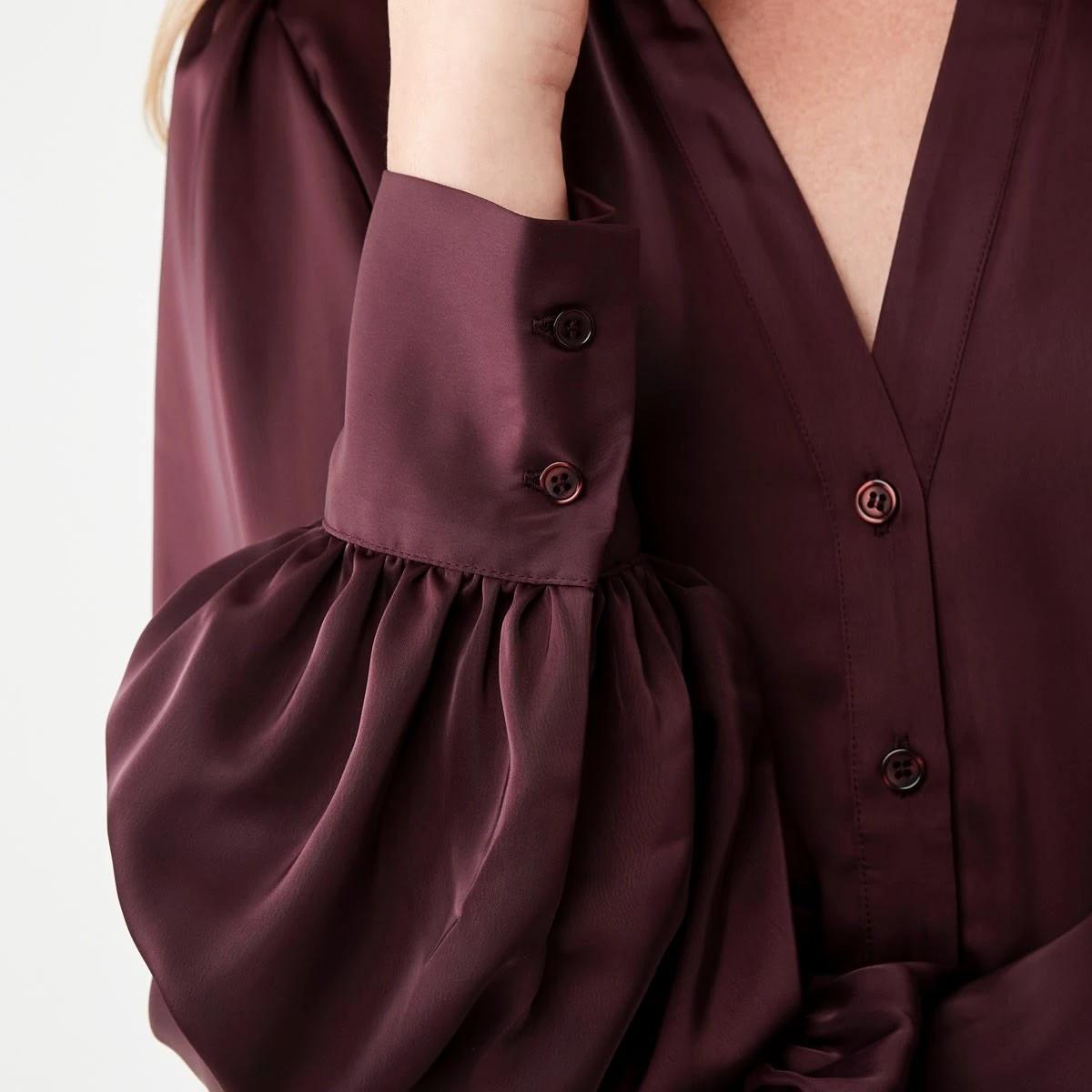 6 Long Sleeve Satin Shirt Mulberry, 6 of 6