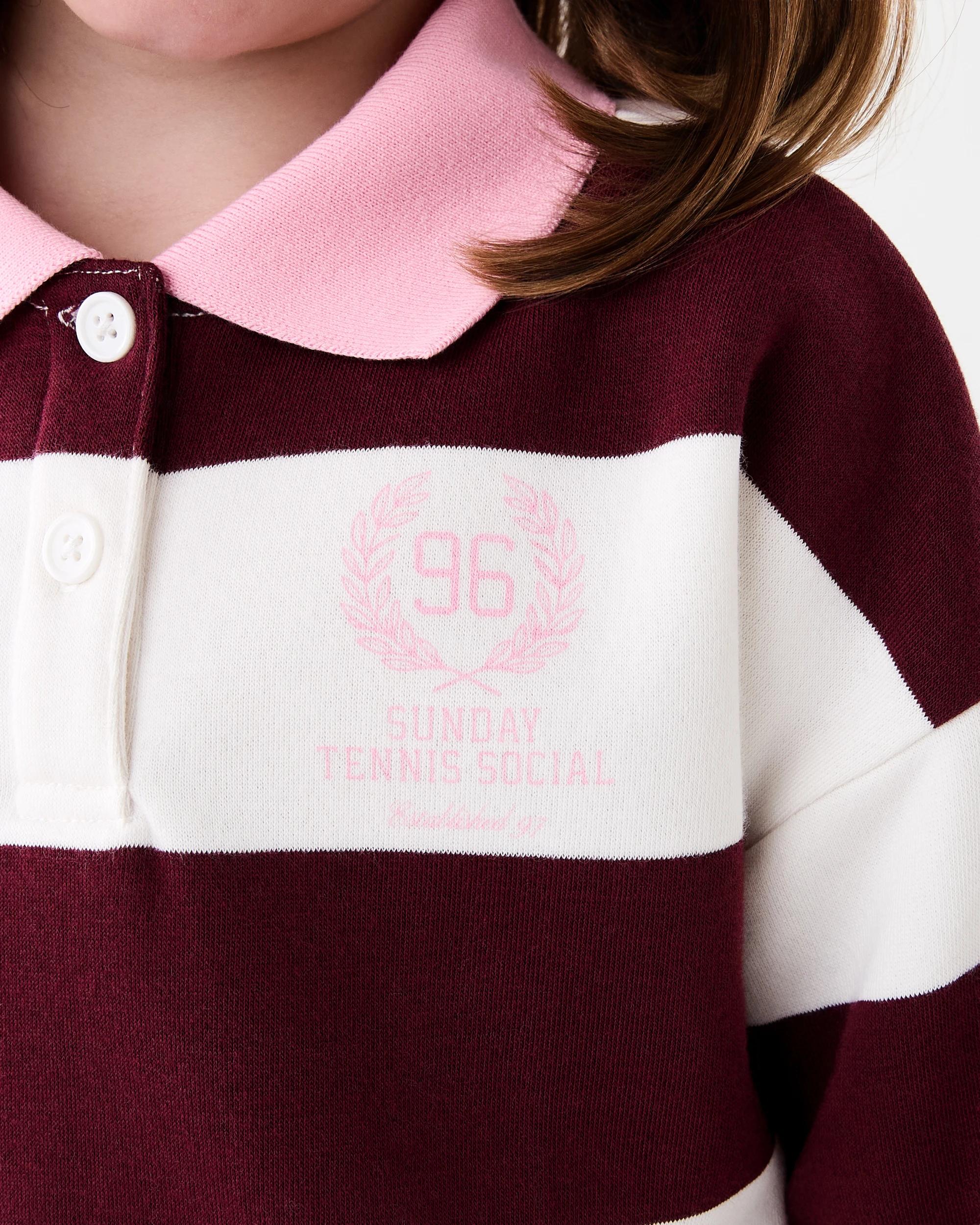 5 Long Sleeve Rugby Sweatshirt Wht Strpe, 5 of 7