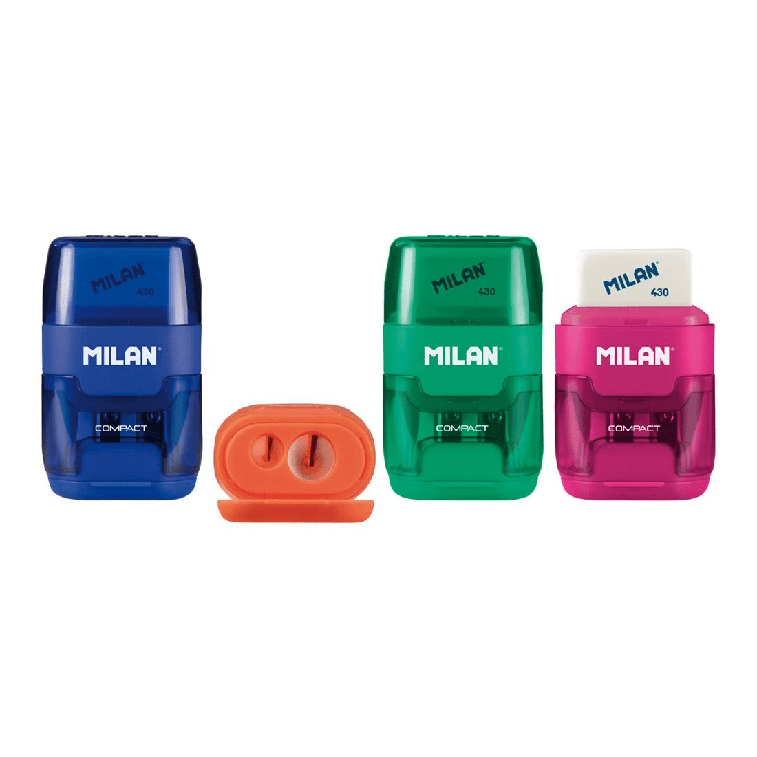 2 Milan Compact 2 Hole Sharpener Eraser Assorted, 2 of 3