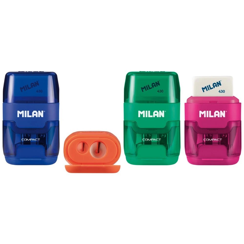 2 Milan Compact 2 Hole Sharpener Eraser Assorted, 2 of 3