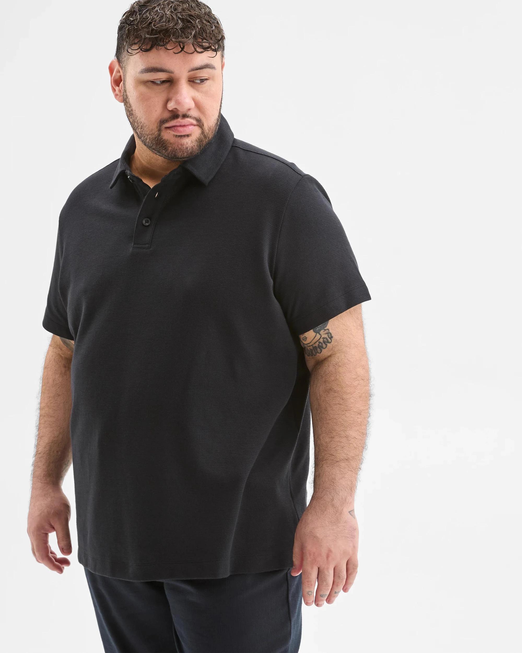 4 Target Plus Size Australian Cotton Blend Textured Polo Top BLACK, 4 of 6