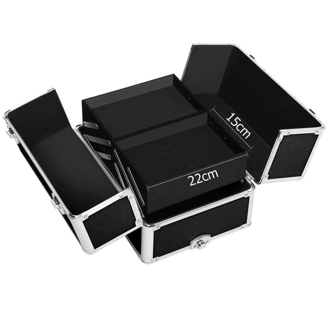 2 Embellir Makeup Case Beauty Trolley Cosmetic Organiser Box Travel Wheels - Multi, 2 of 9