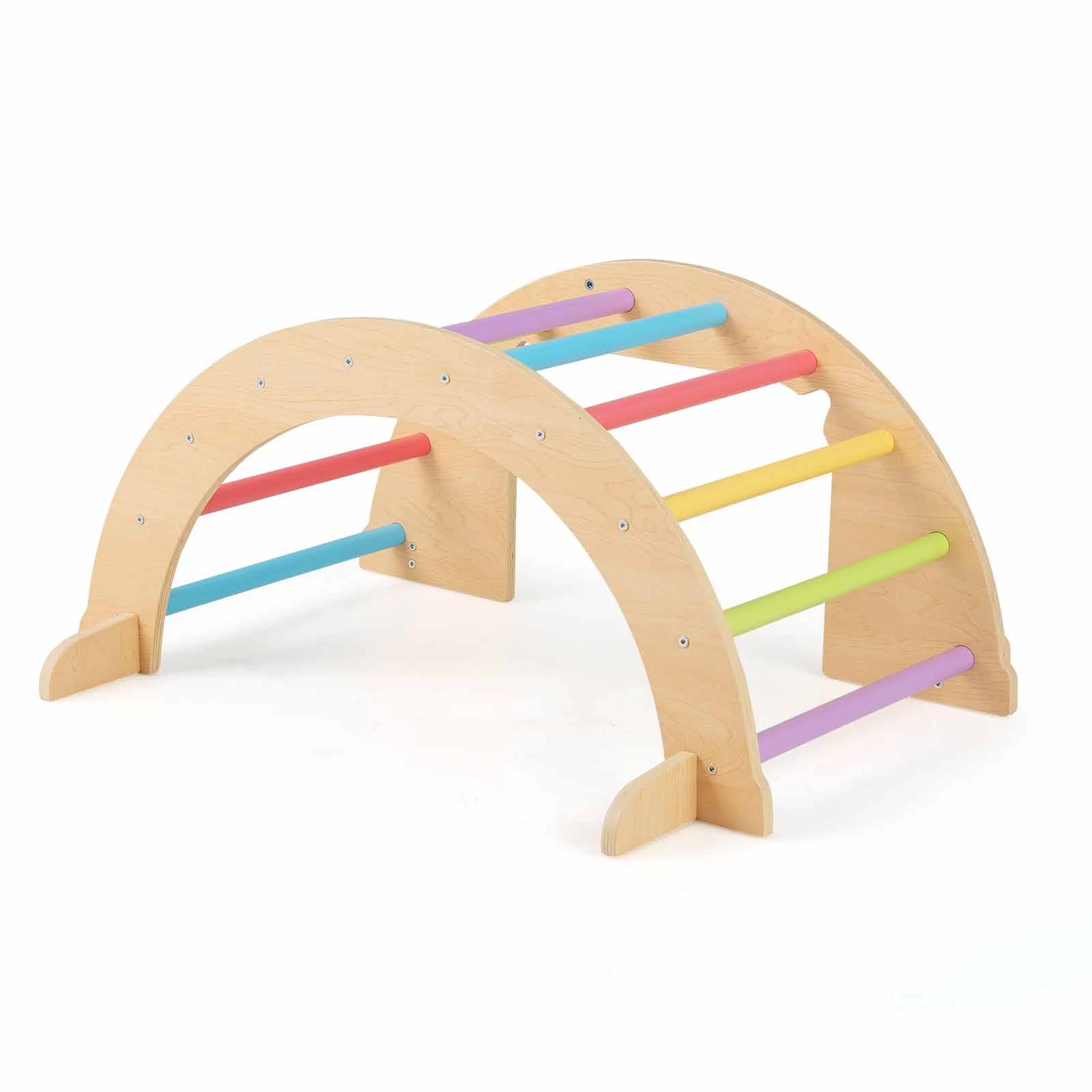 1 Costway Climb Playset 6 in 1 Climbing Arch Frame Wooden Stoppers Toy Rocker Chair - Multi, 1 of 1