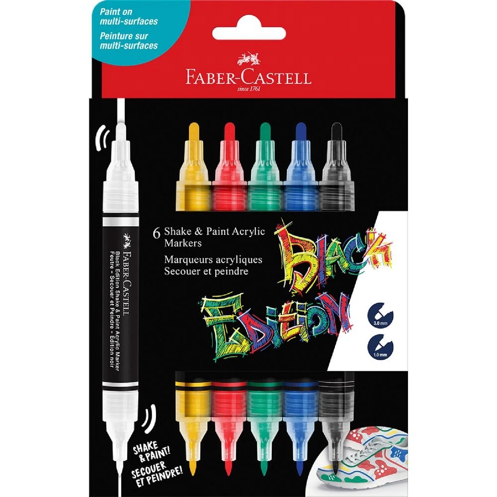 1 Faber-Castell Black Ed Acrylic Shake/Paint Markers Classic 6P, 1 of 4