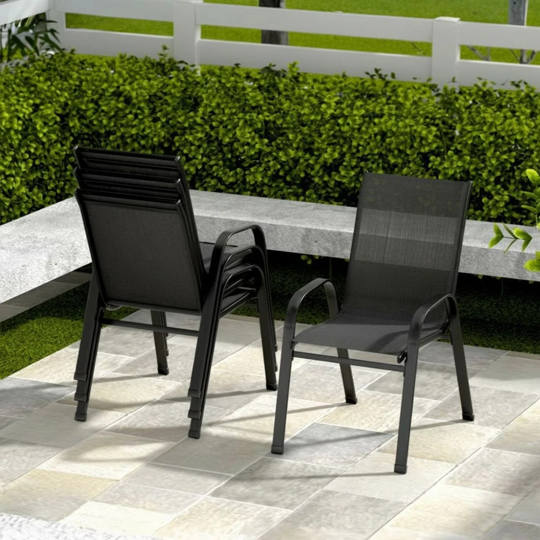 4 Gardeon Outdoor Dining Set Table and Chairs Patio Garden Furniture Bistro - Black, 4 of 5