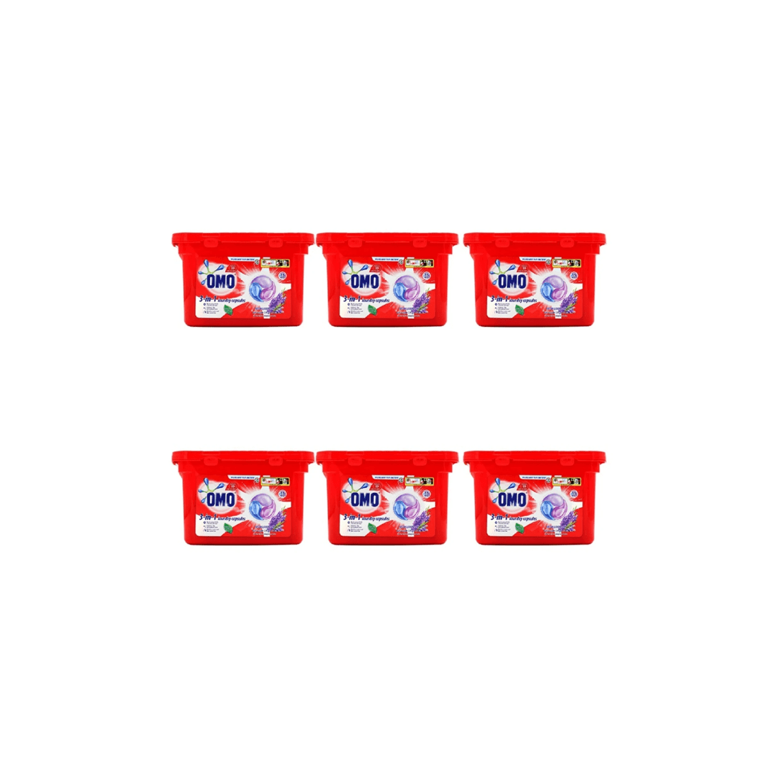 1 Omo 3-In-1 Laundry Capsules Lavender Front Top Loader Odour Control 6PK, 1 of 4