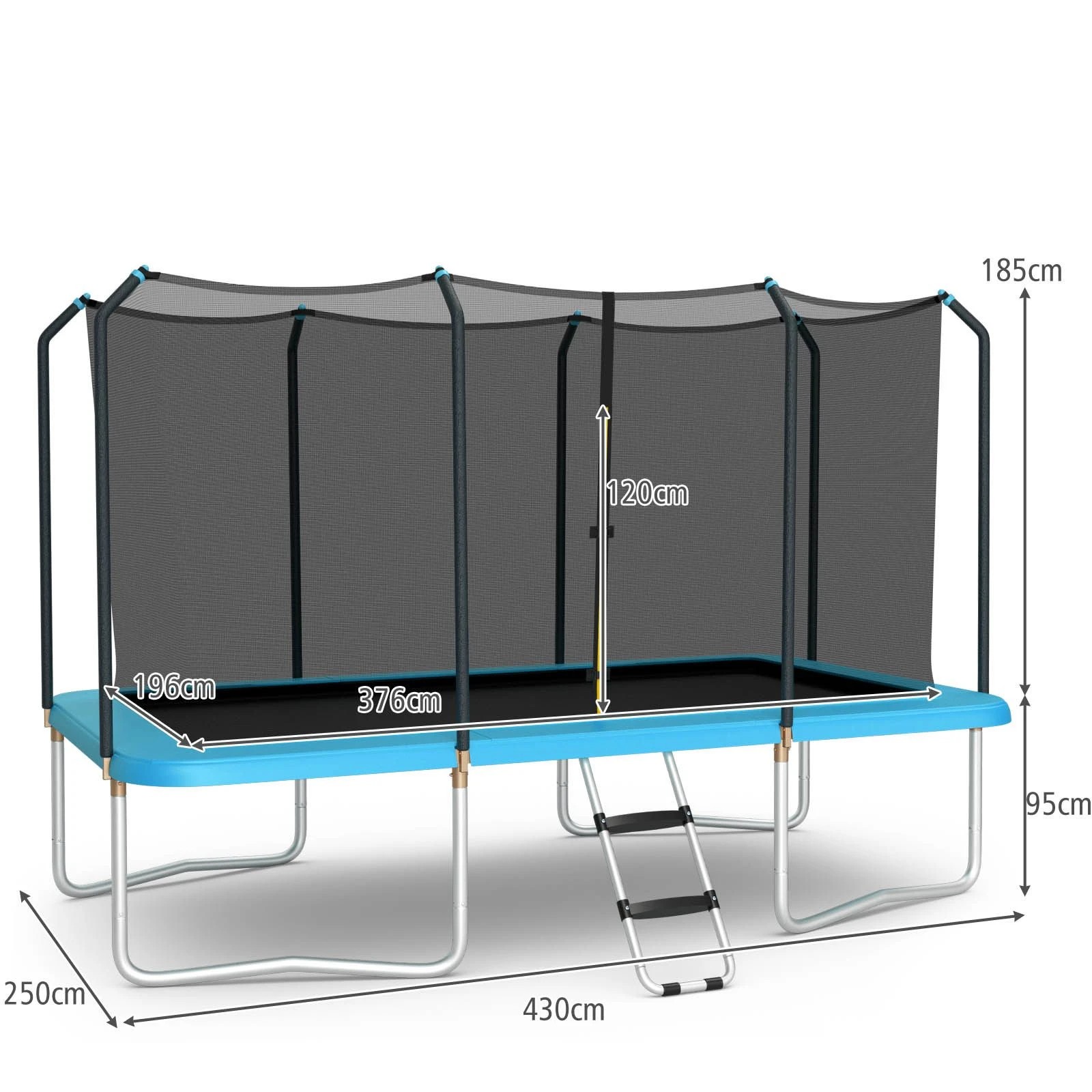 1 Costway 14x8FT Rectangle Trampoline Ladder Rustproof Play Bouncer Birthday Gift - Blue, 1 of 1