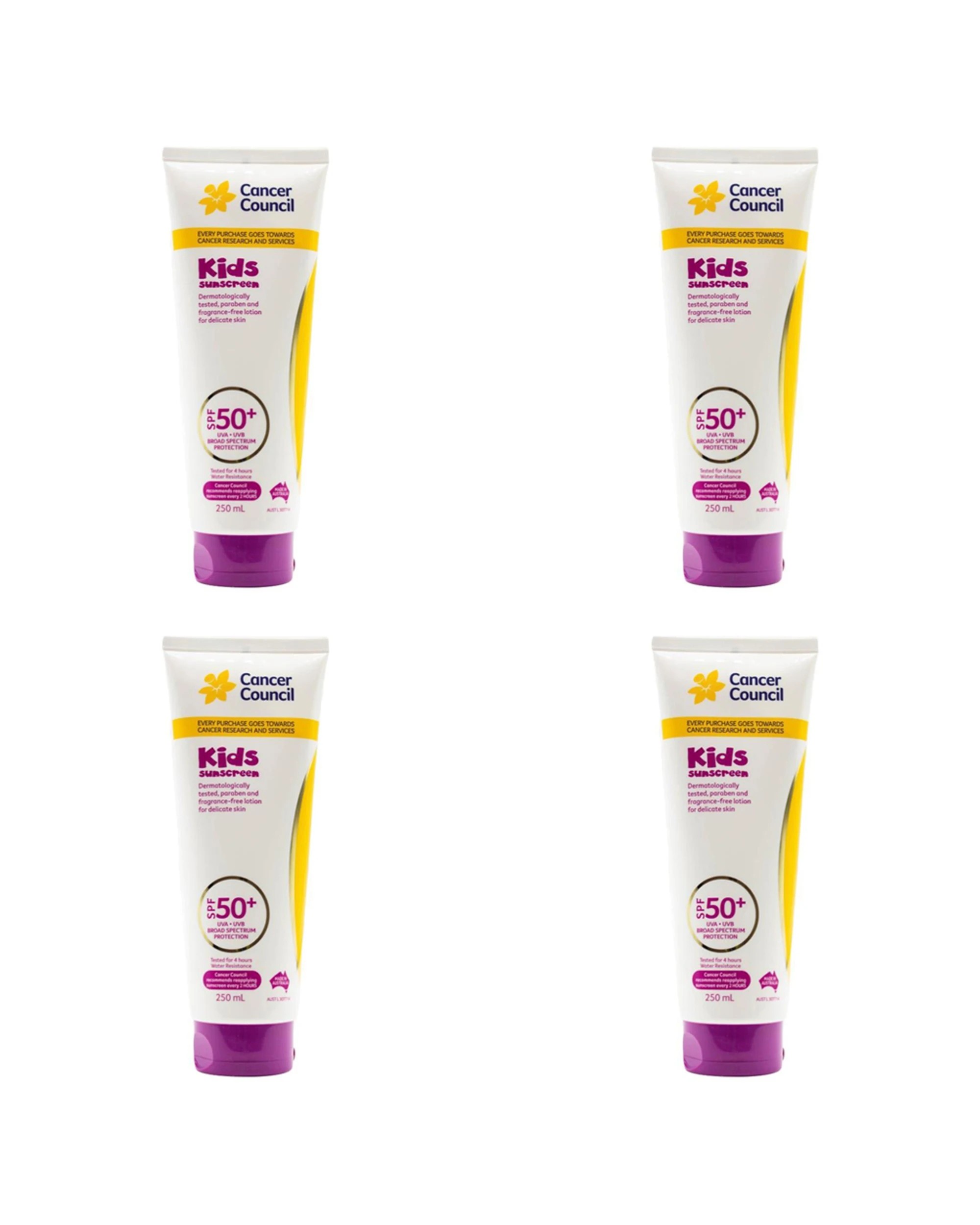 1 Cancer Council 4PK Kids Sunscreen SPF50+ Body Lotion 250ml - Multi, 1 of 3
