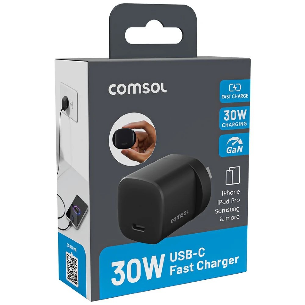 2 Comsol USB-C Wall Charger 30W Black, 2 of 6