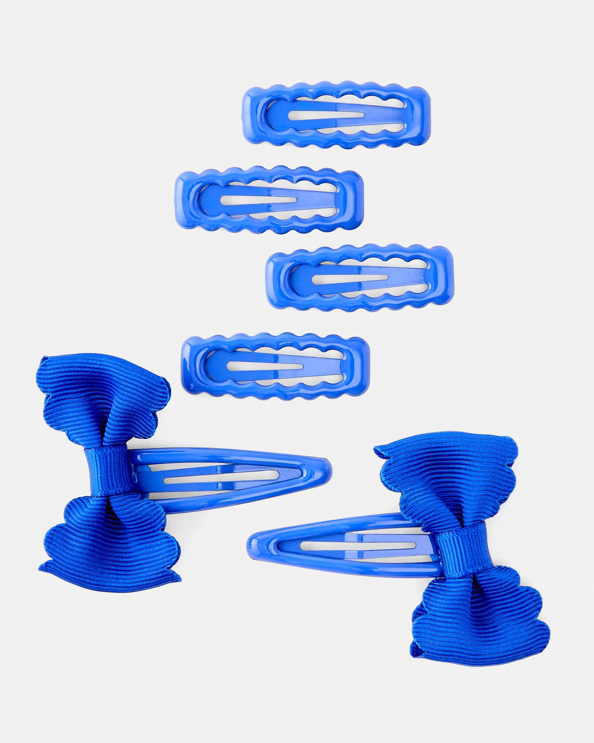 1 6 Pack School Snap Hair Clips Set Royal Blue, 1 of 3