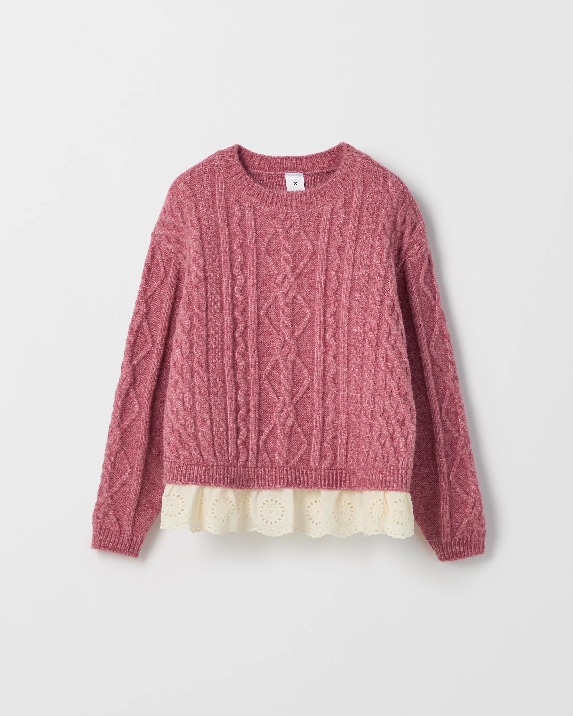 6 Target Kids Cable Knit Lace Hem Jumper PINK, 6 of 7