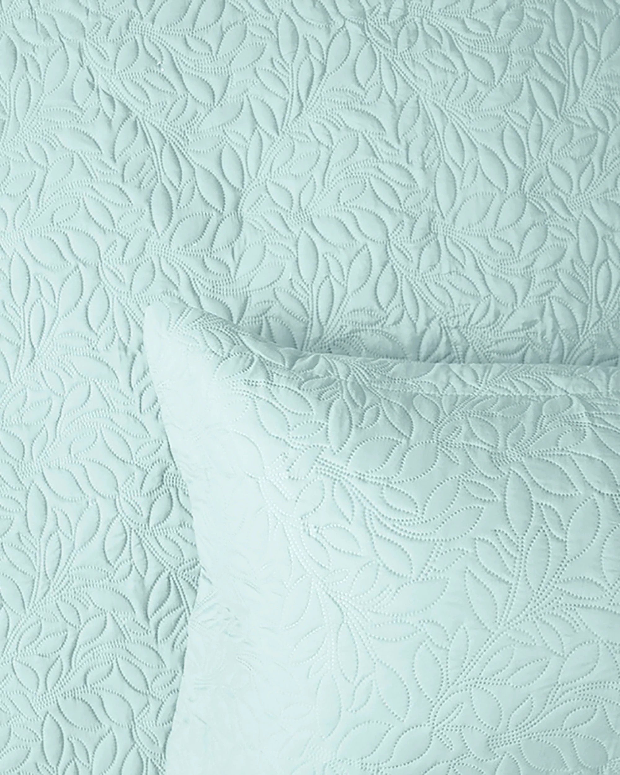 3 Bambury Botanica Embossed Microfibre Lightweight  Coverlet Set Glacier  - Queen/King - Green, 3 of 4
