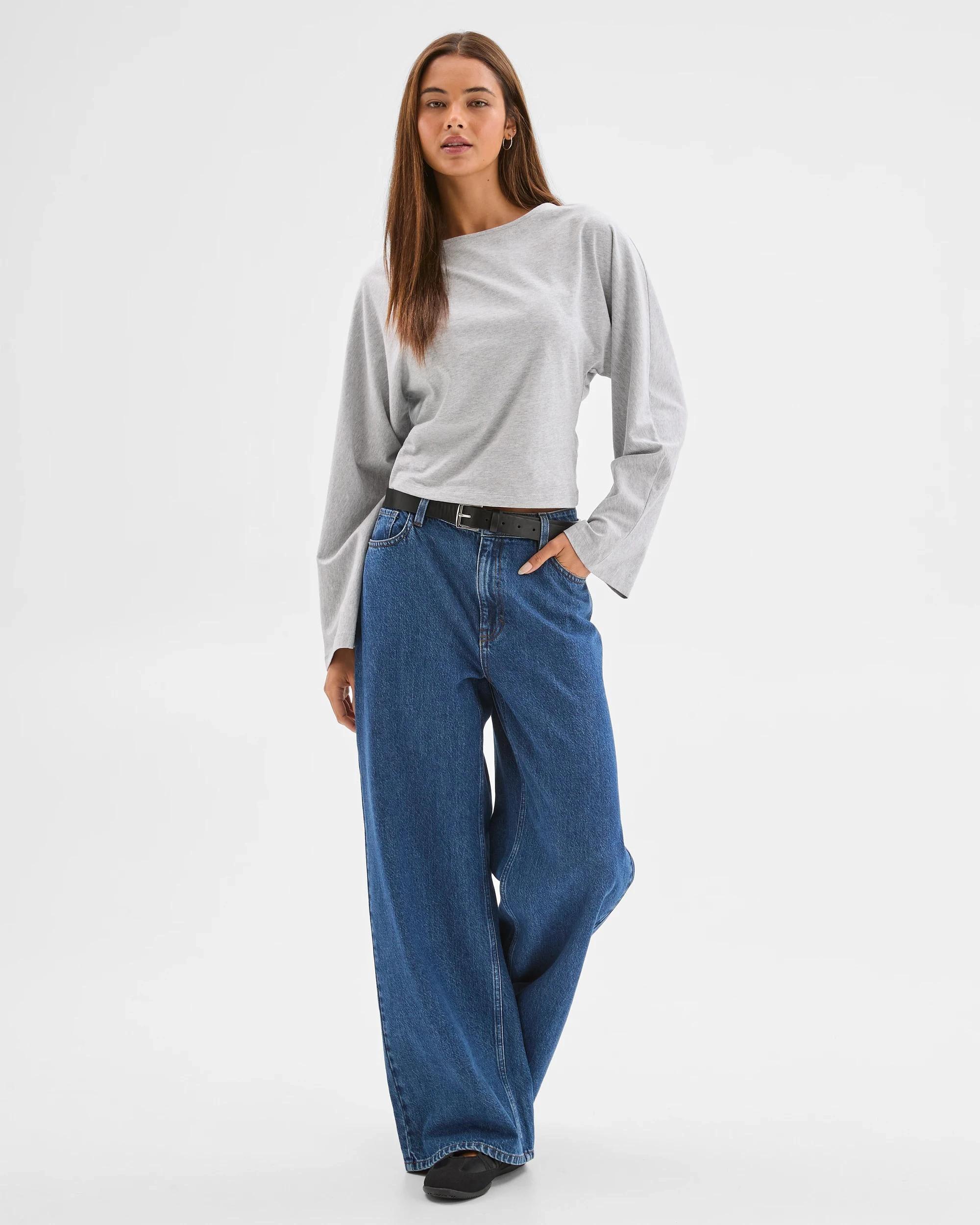 1 Lily Loves Australian Cotton Cinch In Long Sleeve Top GREY MARLE, 1 of 6