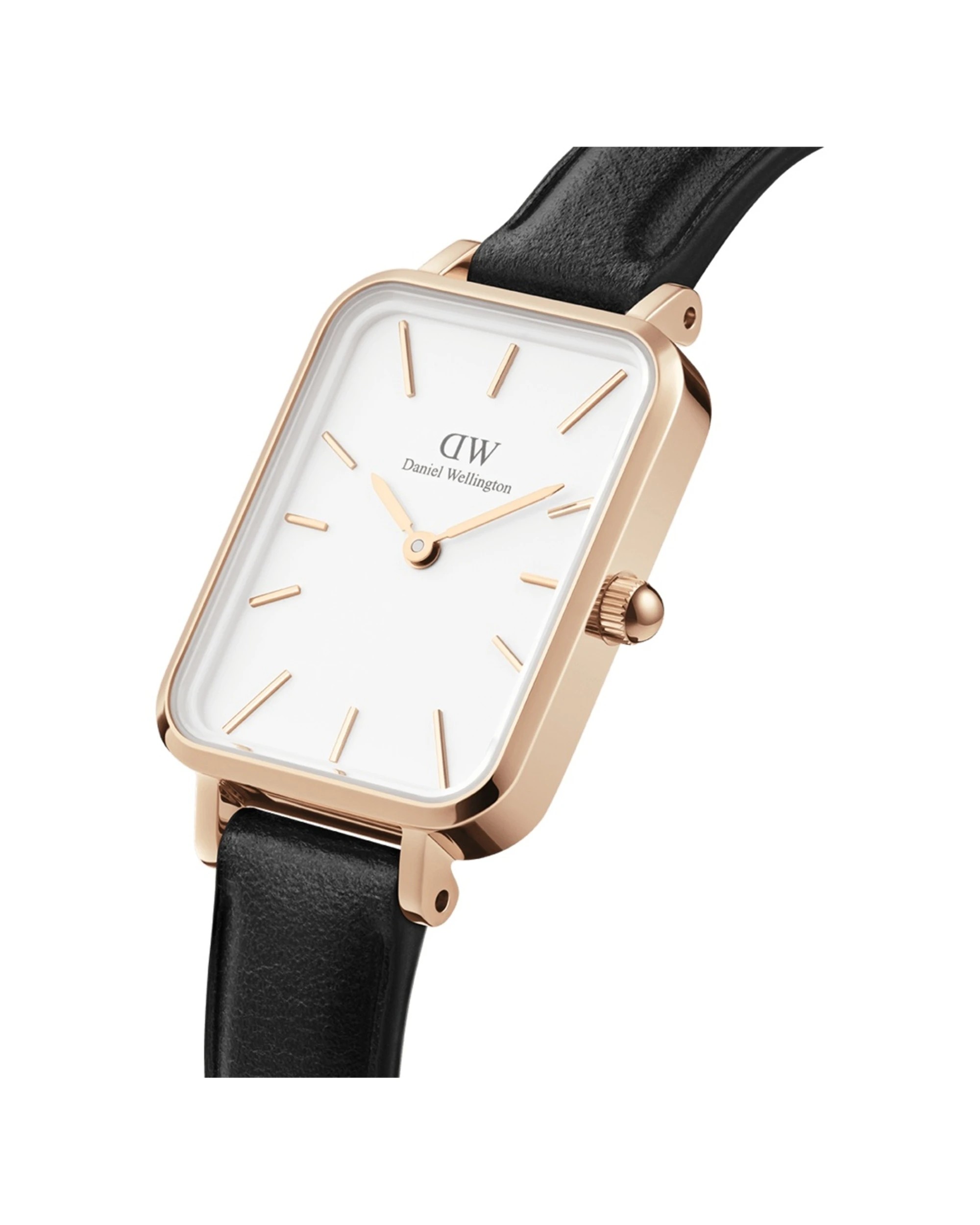2 Daniel Wellington Quadro 20x26mm Rose Gold Leather Strap White Dial Watch, 2 of 5
