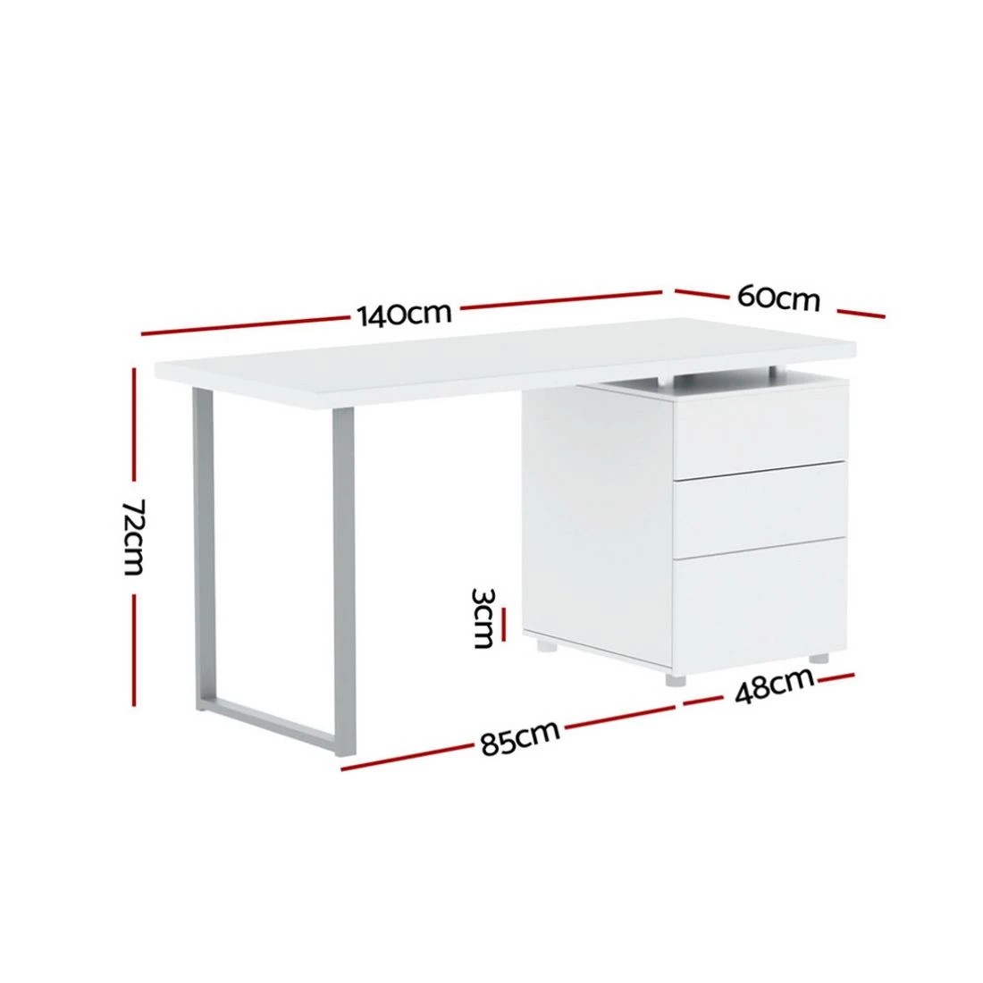 2 Artiss Computer Desk Drawer  140CM - White, 2 of 7
