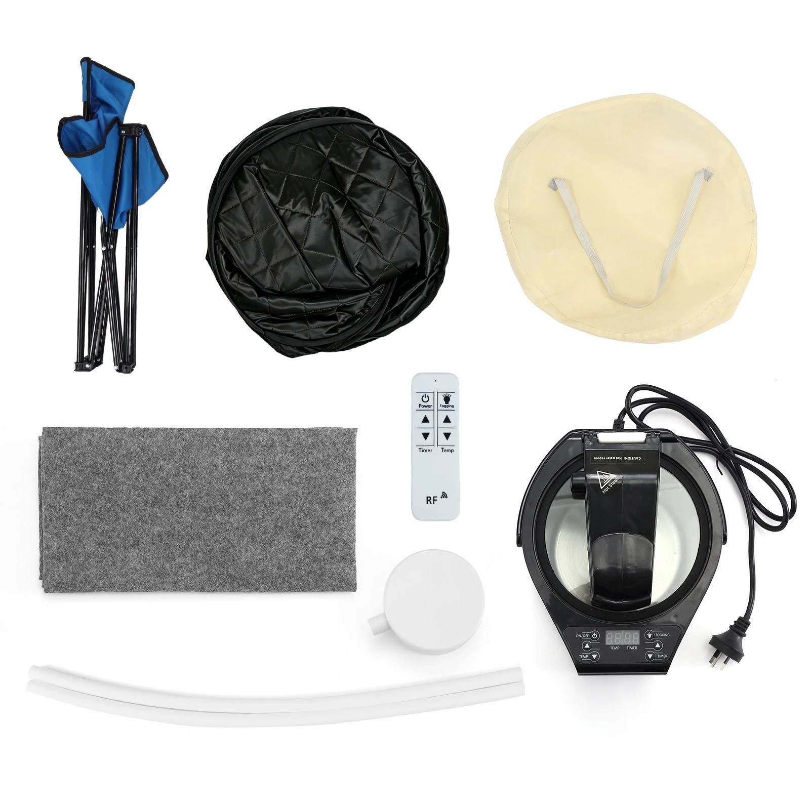 7 Maxkon Portable Steam Sauna Tent Full Body Home Spa Box with 3L Steamer Remote Control & Foldable Chair, 7 of 7