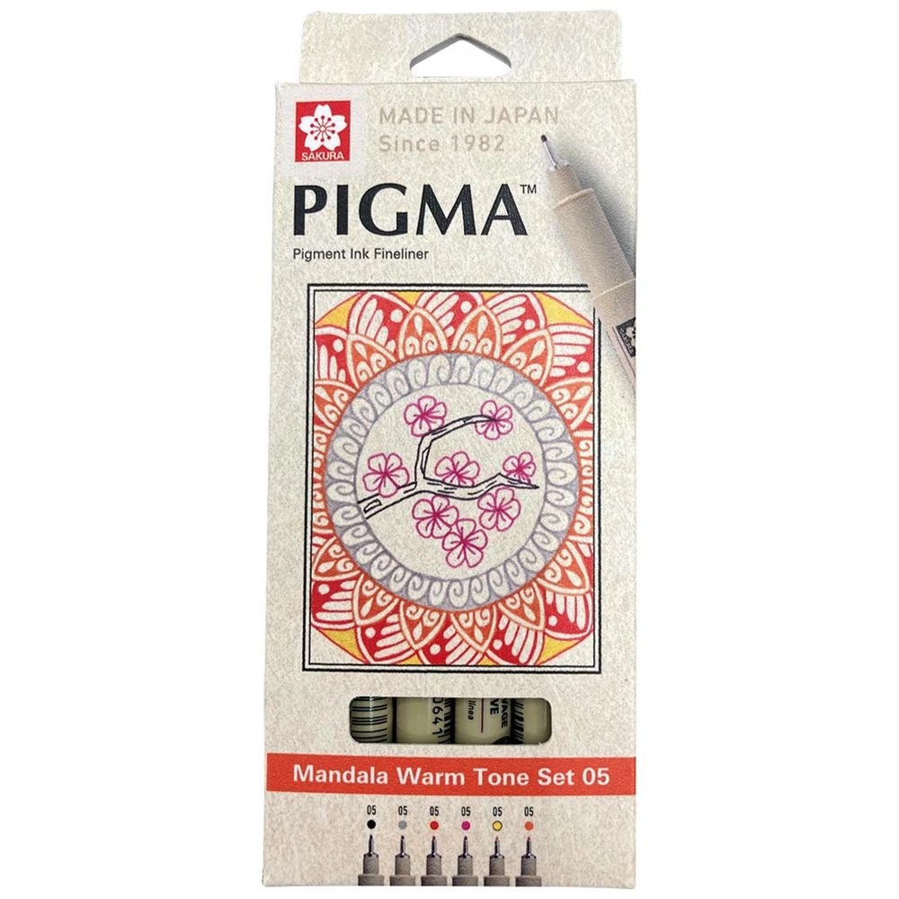 1 Sakura Pigma Micron Fineliners 0.45mm Warm Colours 6 Pack, 1 of 4