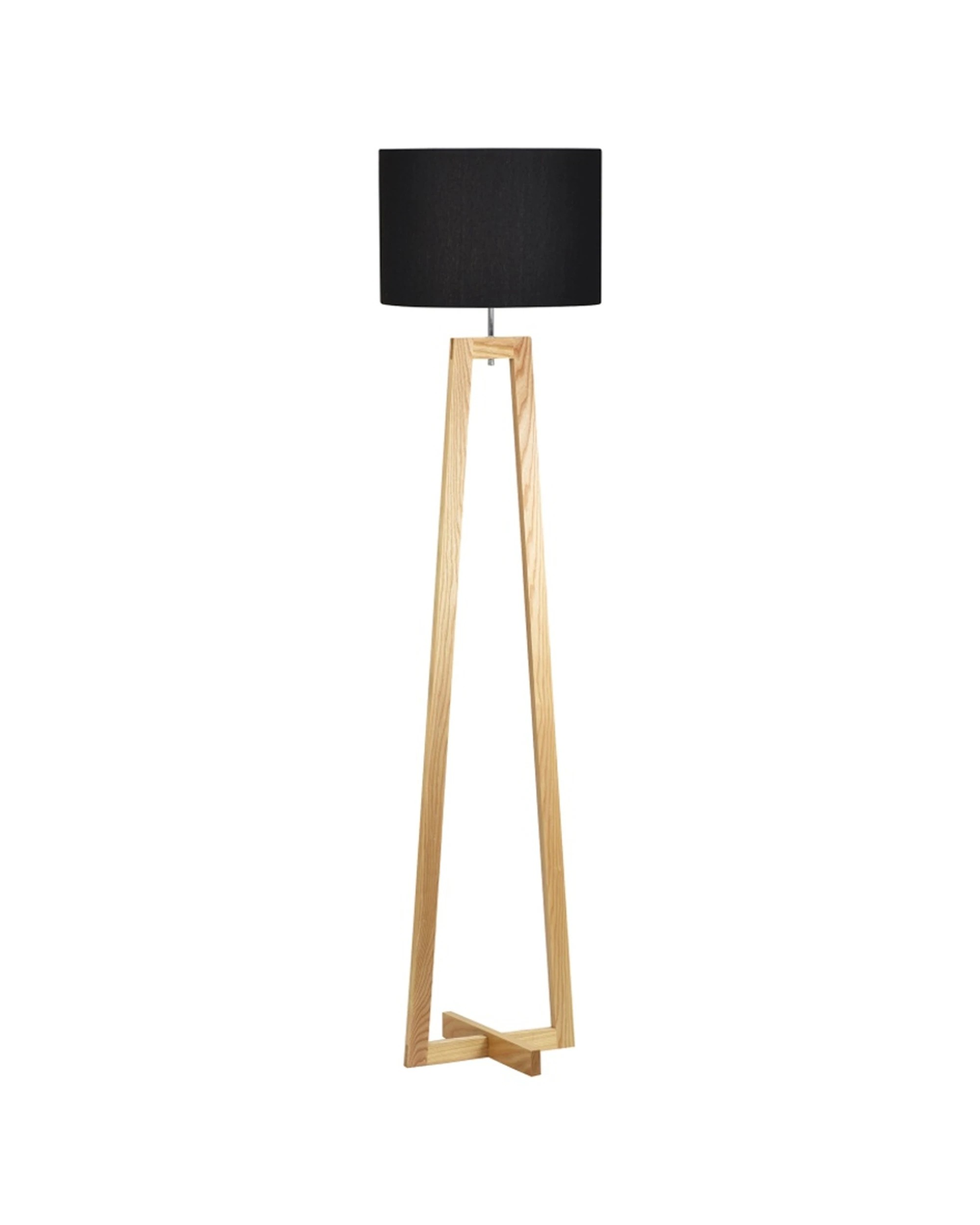 1 Urban Style Dana Floor Lamp Shade Tripod Timber Base Inline Switch - Black, 1 of 4