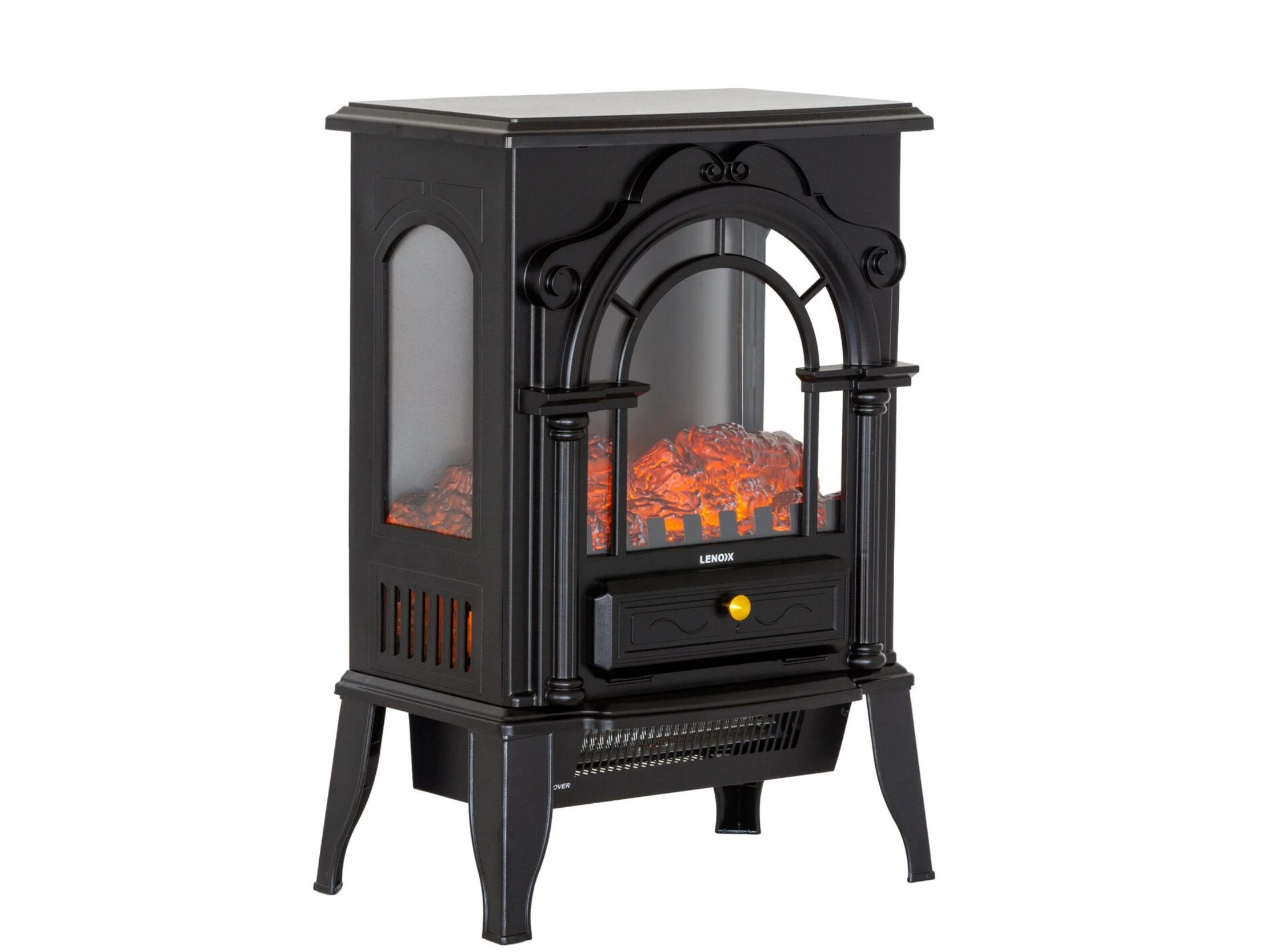 4 Lenoxx Electric 1000W to 2000W Freestanding Fireplace Heater with Panoramic 3 Sided Glass Design, 4 of 8
