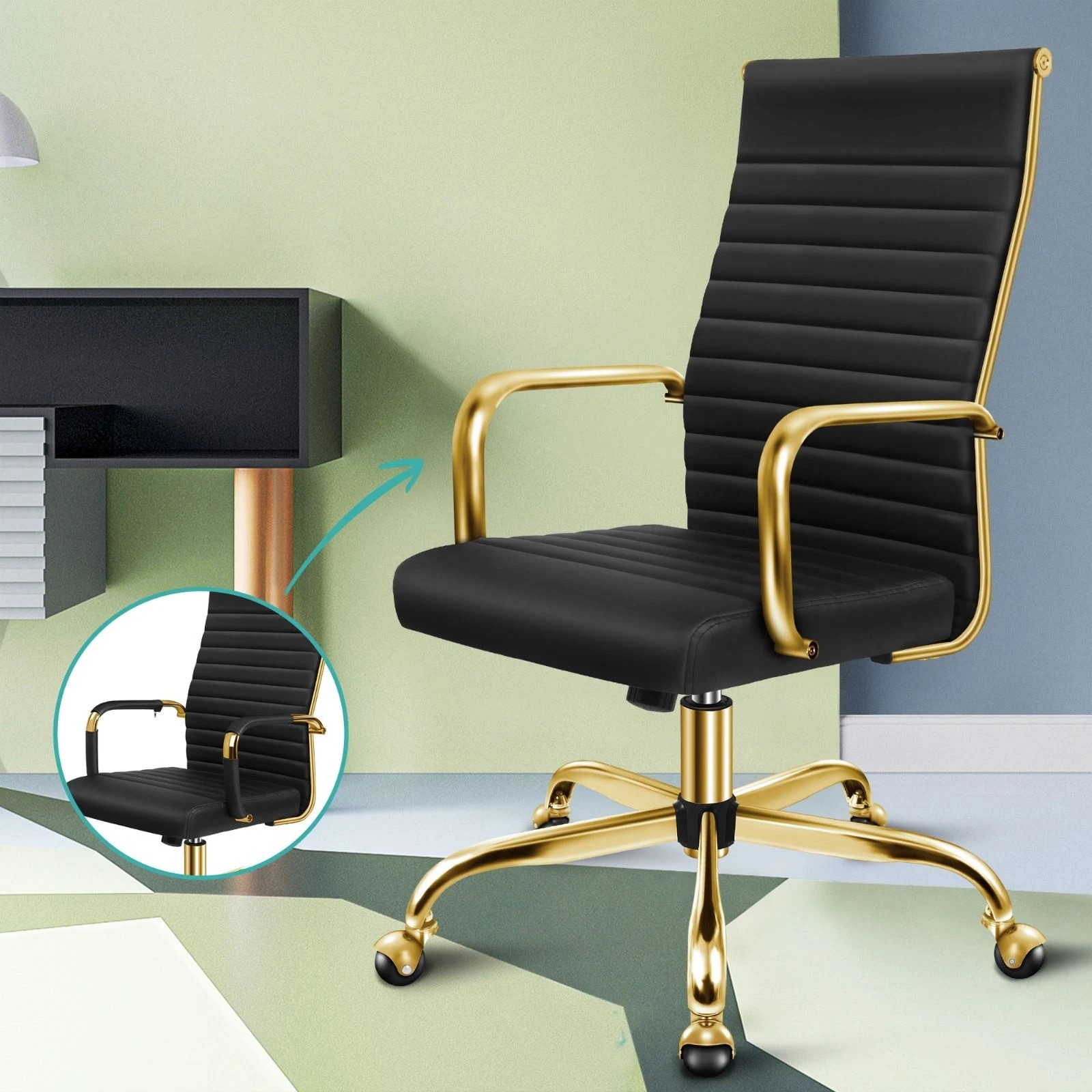 5 Alfordson Office Chair Padded Seat Ergonomic Executive Computer Study Gaming - Black, 5 of 10