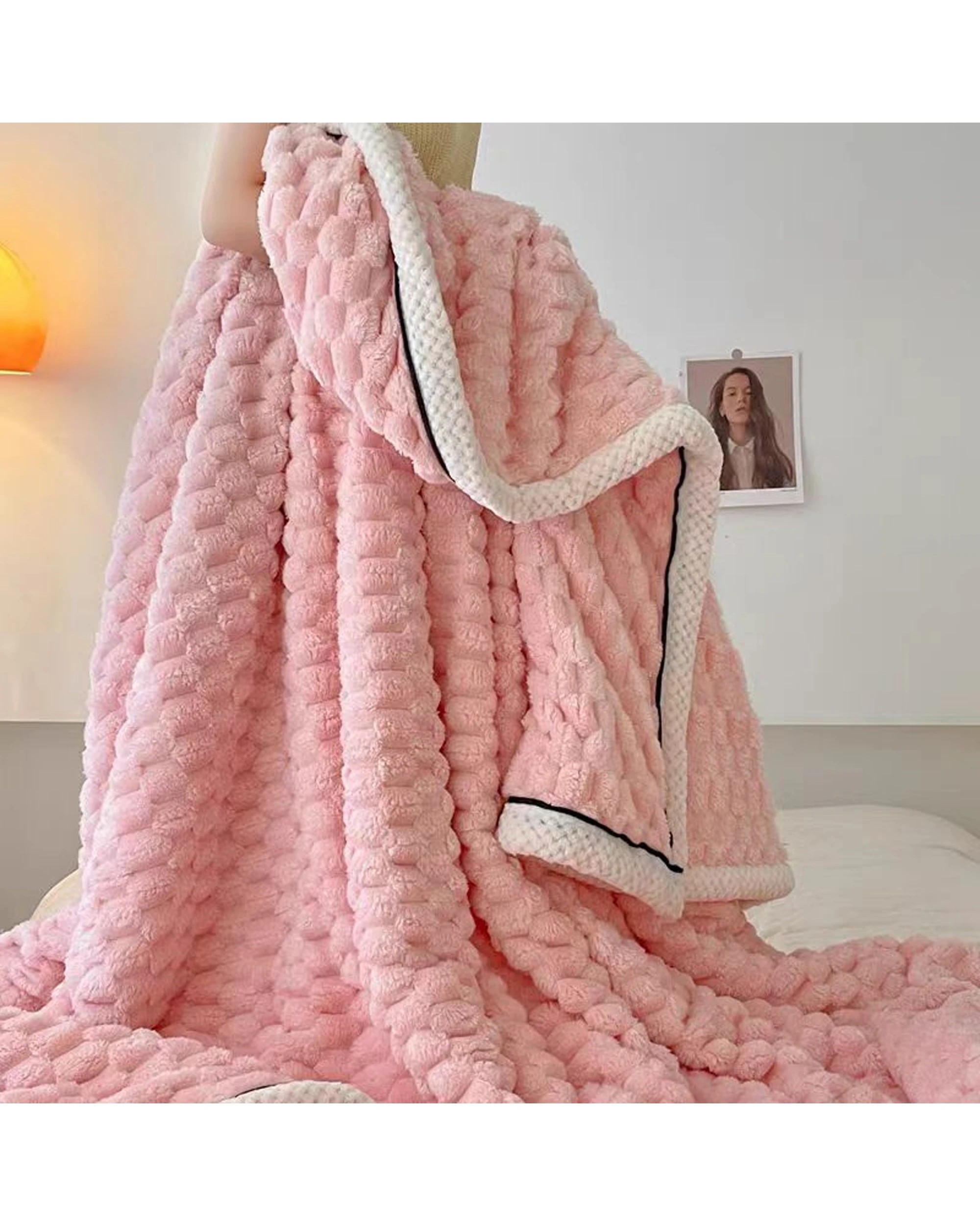 6 Cotton More Large Soft Microsherpa Bed Blanket Throw 200x230cm - Pink, 6 of 6